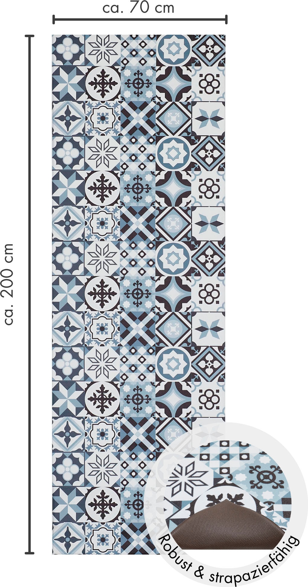 Andiamo Vinylteppich »Marrakesch«, rechteckig, 3,5 mm Höhe, abwischbar, rutschhemmend, Fliesen oder Beton Design, auch als Läufer