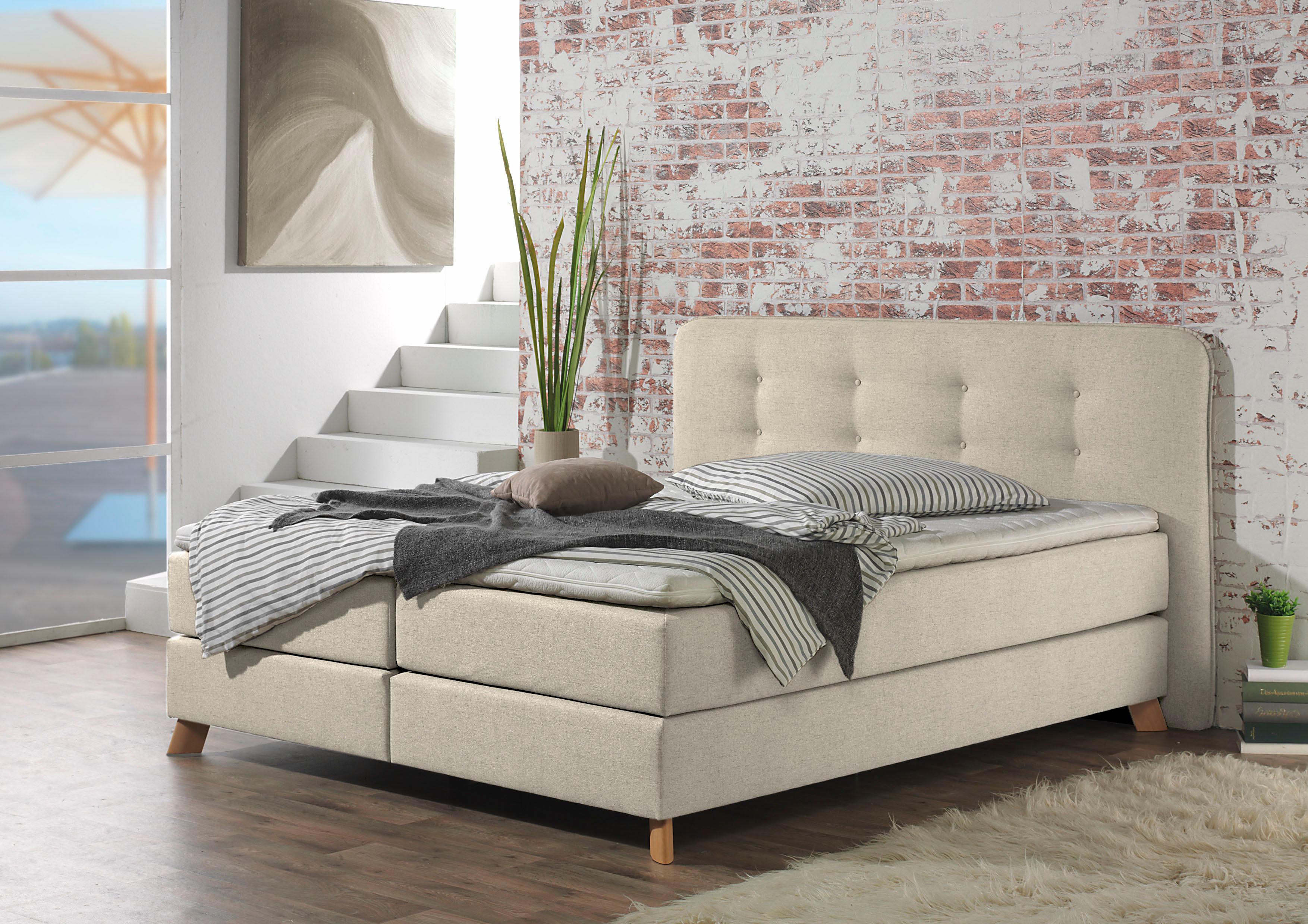 Home affaire Boxspringbett "Cecina" in 5 Breiten, 3 Ausführungen, 2 Härtegrade, Knopfheftung, Topper