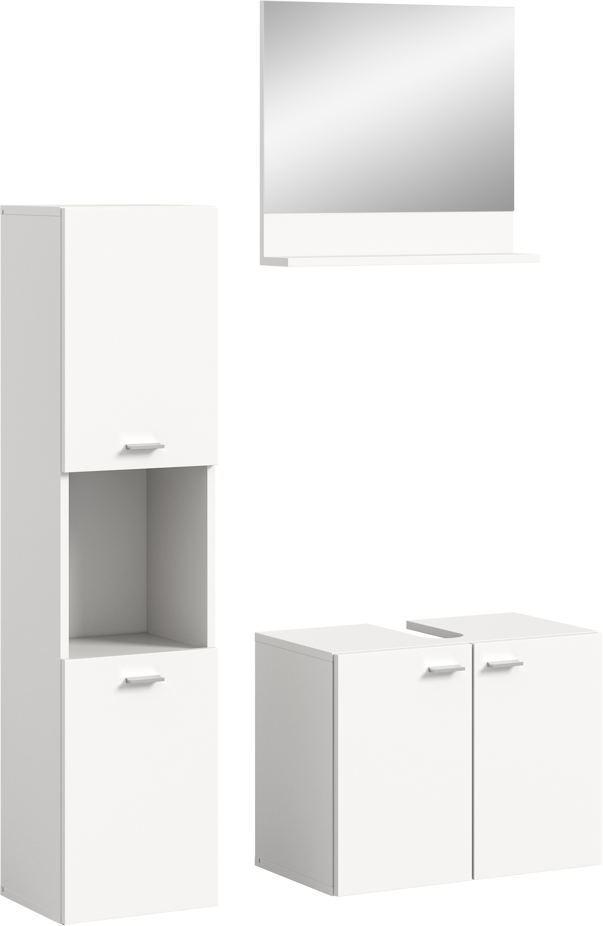 welltime Badmöbel-Set »Tampa, Breite 102cm, 3-teilig«, (3 St.), Waschbeckenunterschrank, Spiegel, Hochschrank
