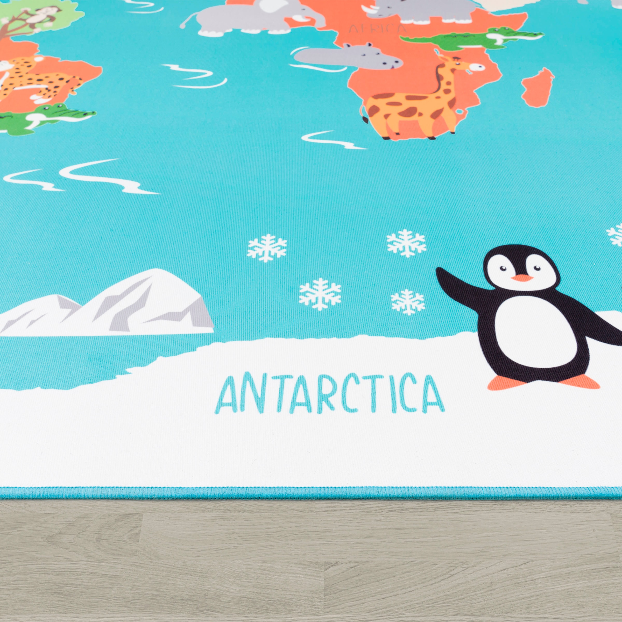 Paco Home Kinderteppich »Bino 564«, rund, 4 mm Höhe, Kurzflor, Motiv Weltkarte, Kinderzimmer