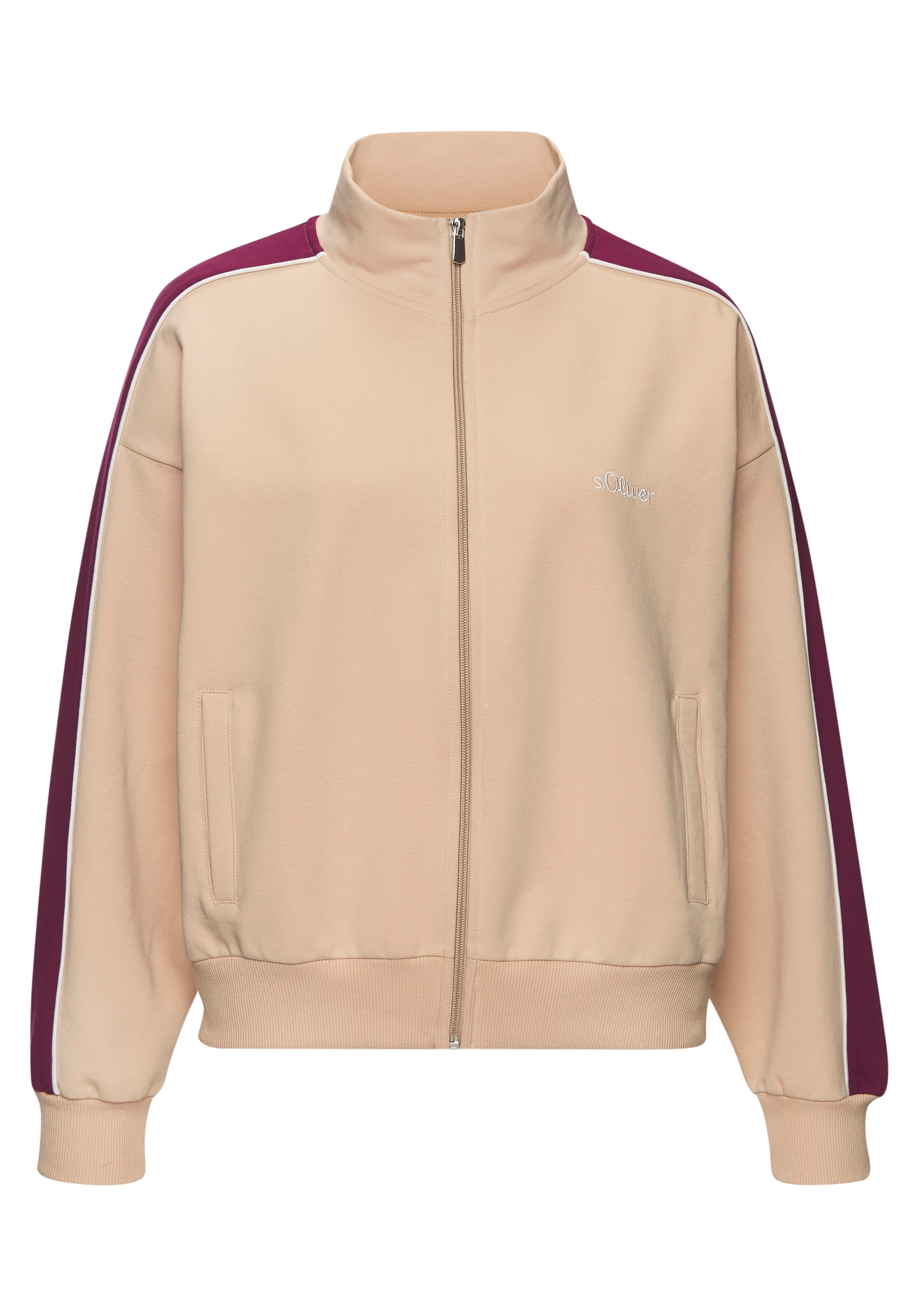 s.Oliver Sweatjacke, mit Reissverschluss und Kontrast Einsätzen, Loungewear