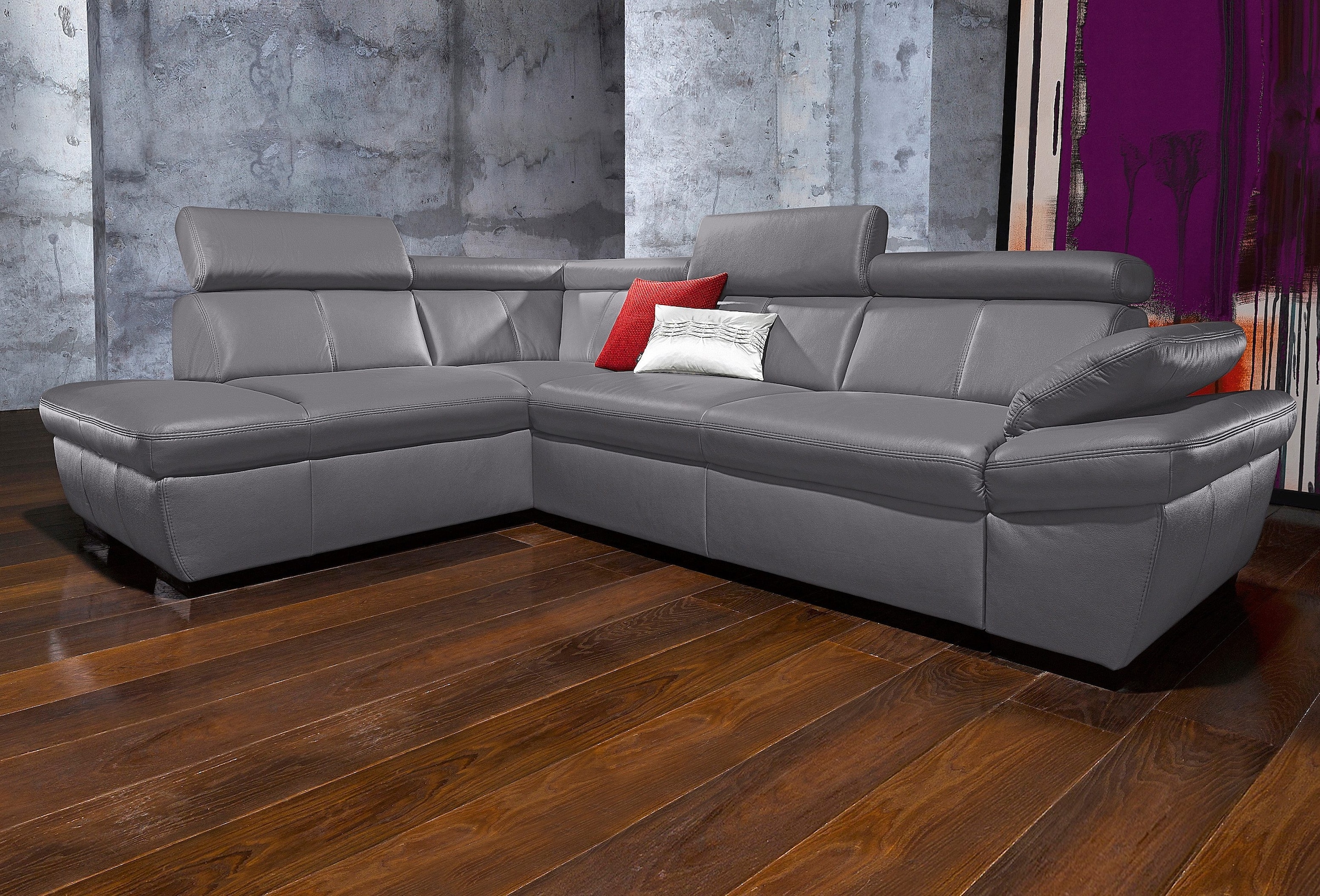 exxpo - sofa fashion Ecksofa "Salerno, Funktionssofa, hoher Sitzkomfort, Breite 268cm, L-Form" inkl. Kopf- und Armteilverstellung, wahlweise mit Bettfunktion
