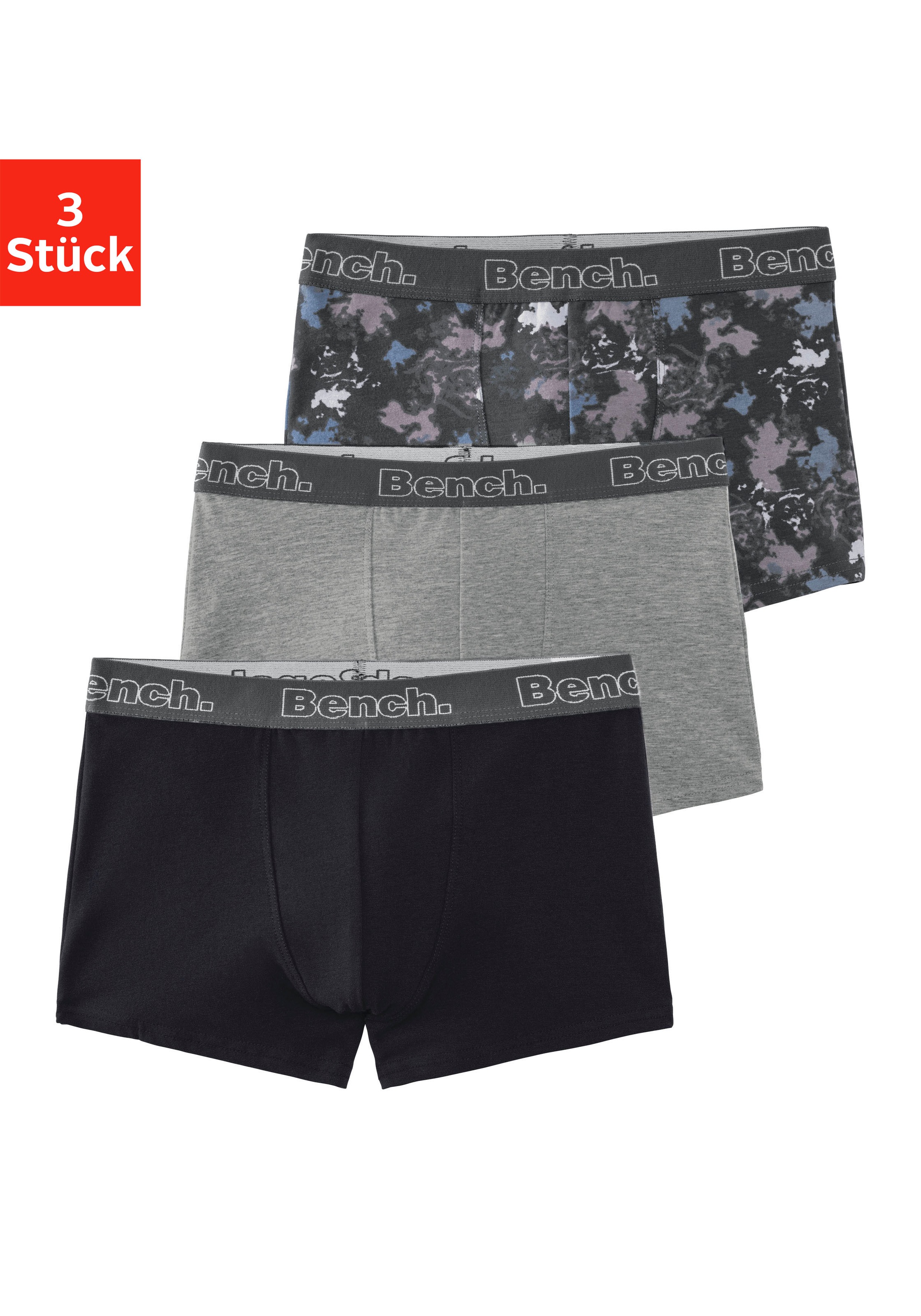Bench. Boxer »Boxershorts für Jungen« Packung, 3 Stk. uni und gemustert in einer Packung