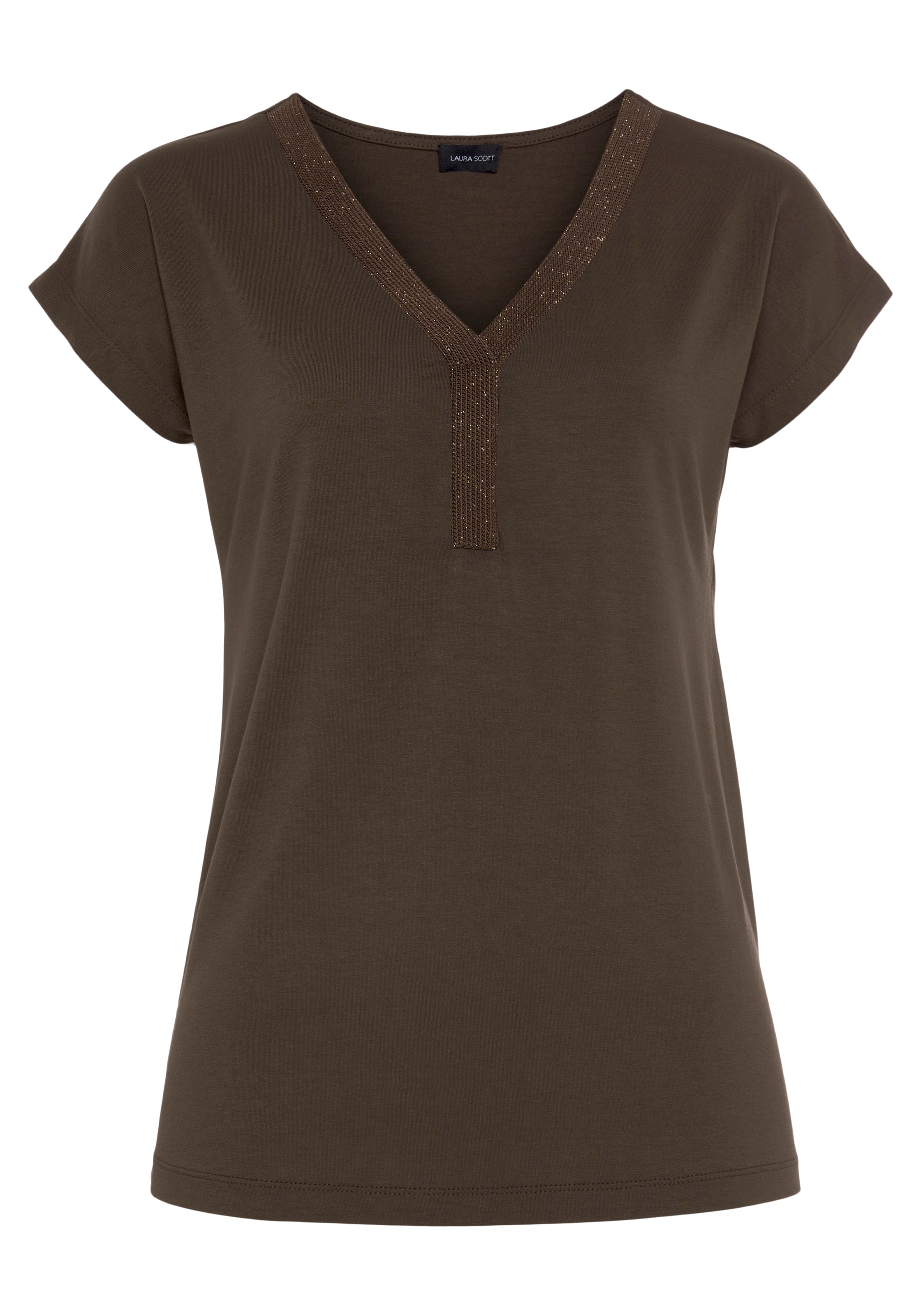 Laura Scott T-Shirt, mit glitzerndem Schweiz online bei bestellen Jelmoli-Versand am Detail Ausschnitt