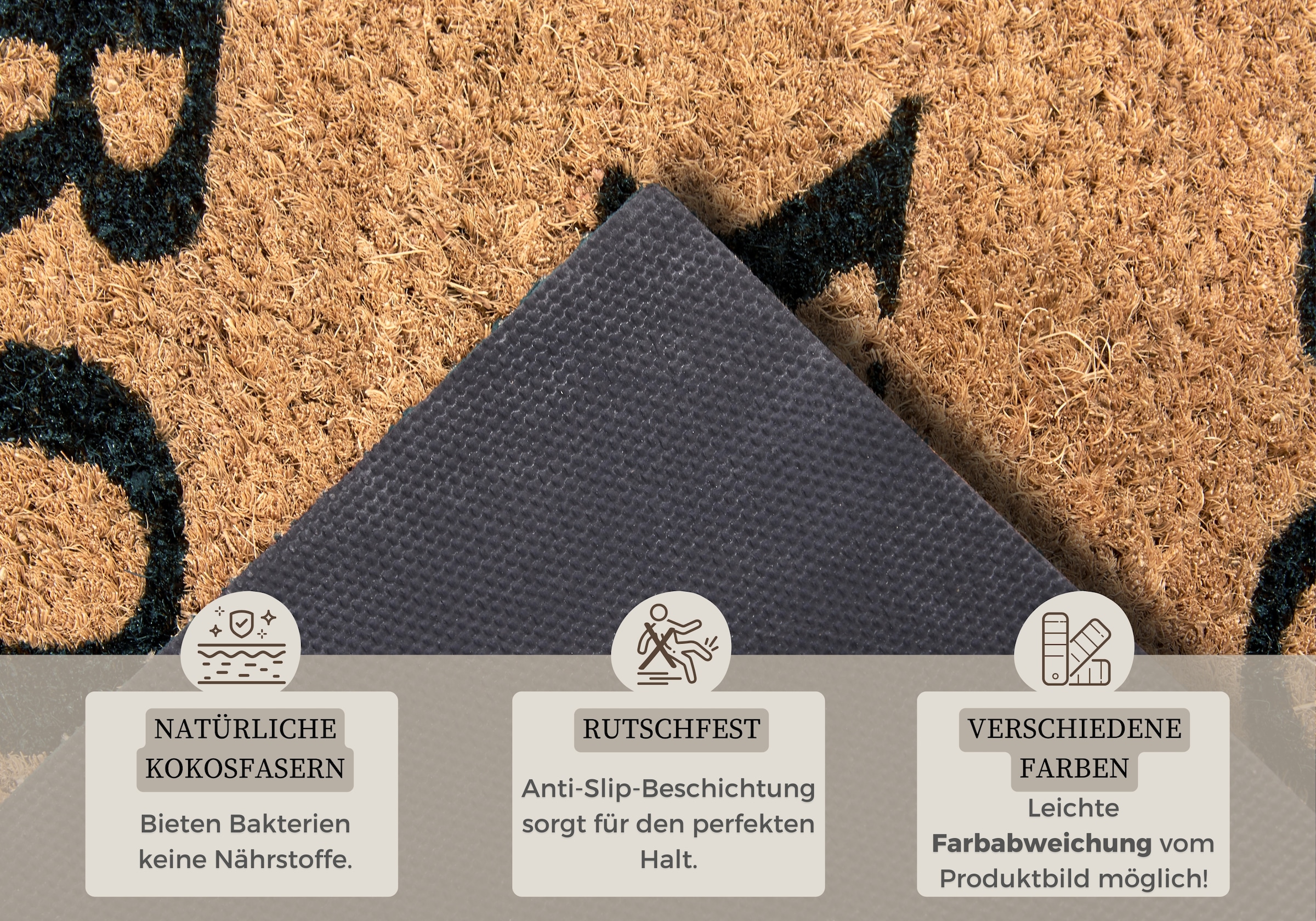HANSE Home Fussmatte »Mix Mats Kokos Prosecco, Türmatte«, rechteckig, 15 mm Höhe, Kokos, Schmutzfangmatte, Outdoor, Rutschfest, Innen, Kokosmatte, Flur