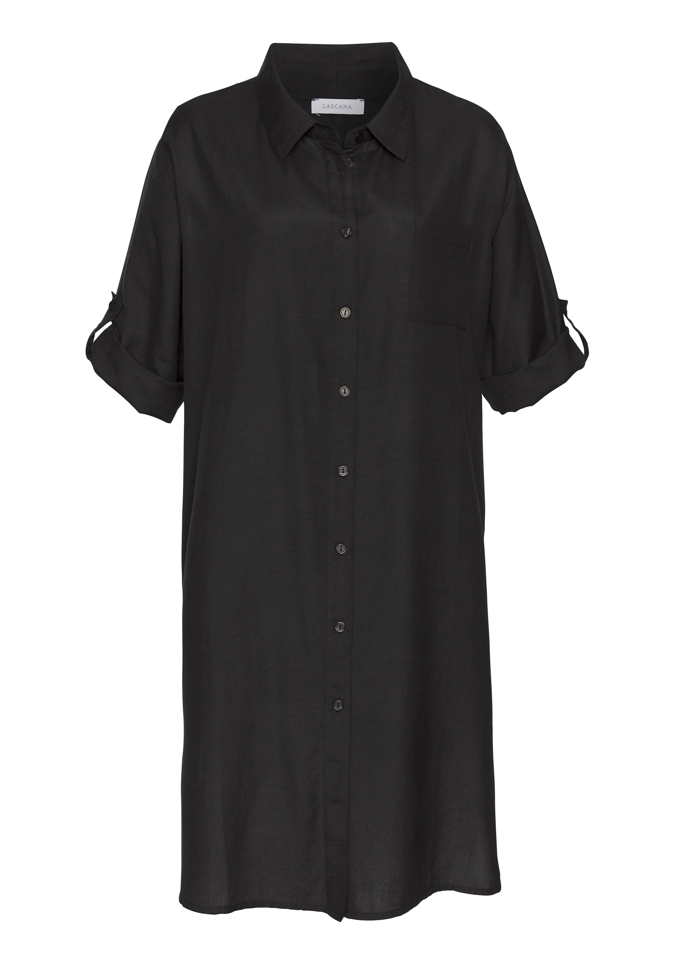 LASCANA Longbluse, aus leichter Webware mit Leinenanteil, luftiges Blusenkleid