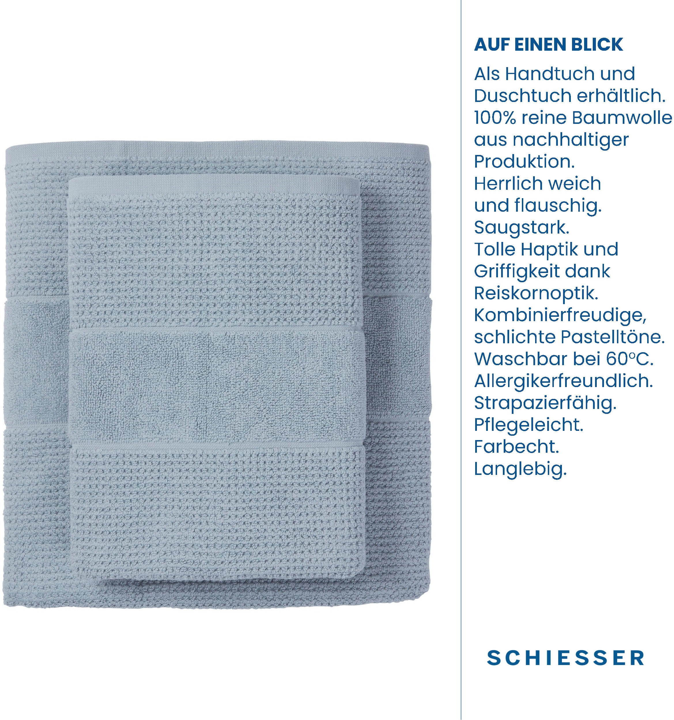 Schiesser Handtücher »Turin im Reiskorn-Optik, aus by Set shoppen 100% online St.), Baumwolle«, OEKO-TEX®-zertifiziert | (4 MADE IN Jelmoli-Versand GREEN 4er
