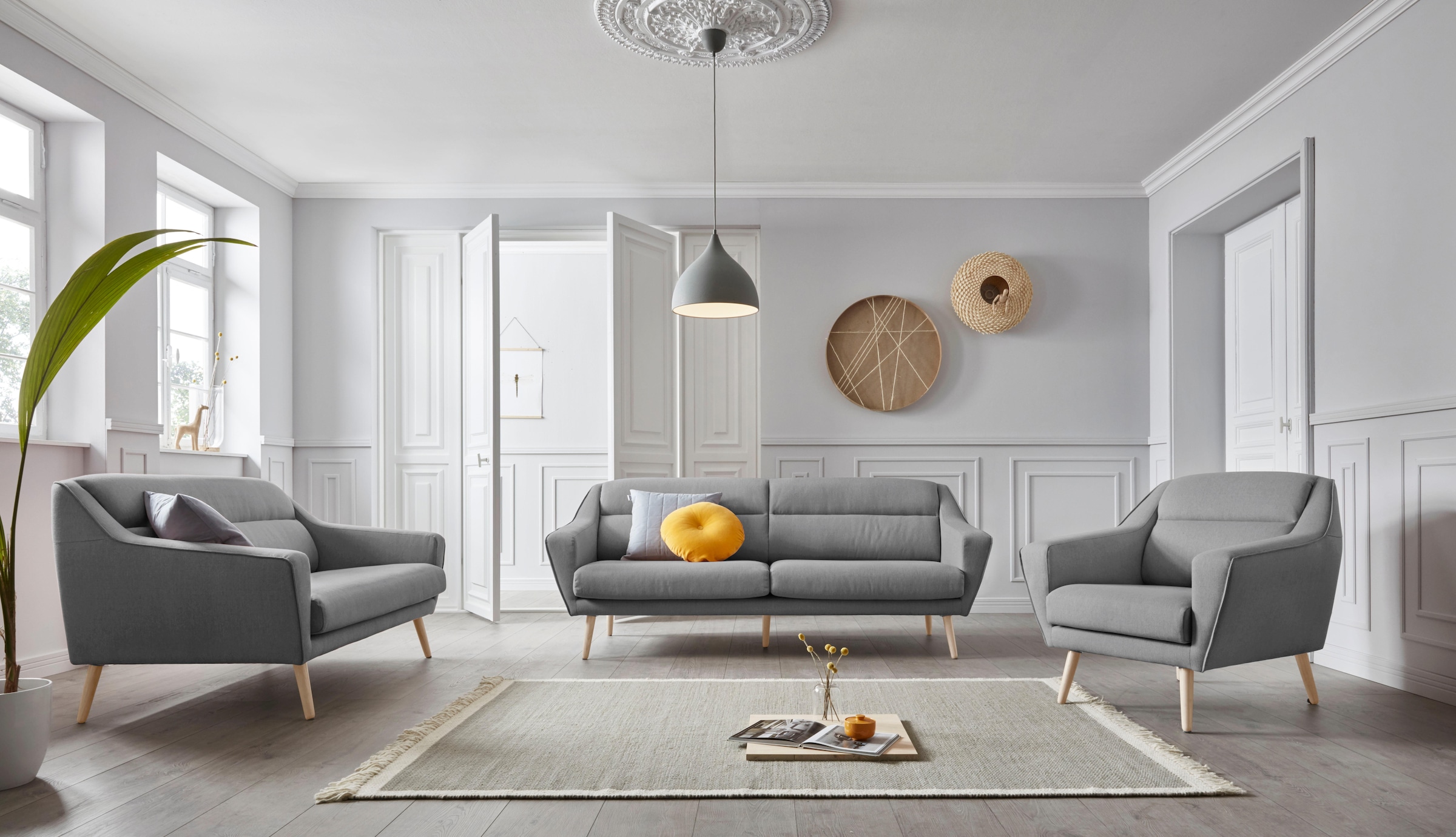 andas 3-Sitzer »Bille«, mit Naht im Rückenkissen und Eiche-Beinen, Design by Morten Georgsen