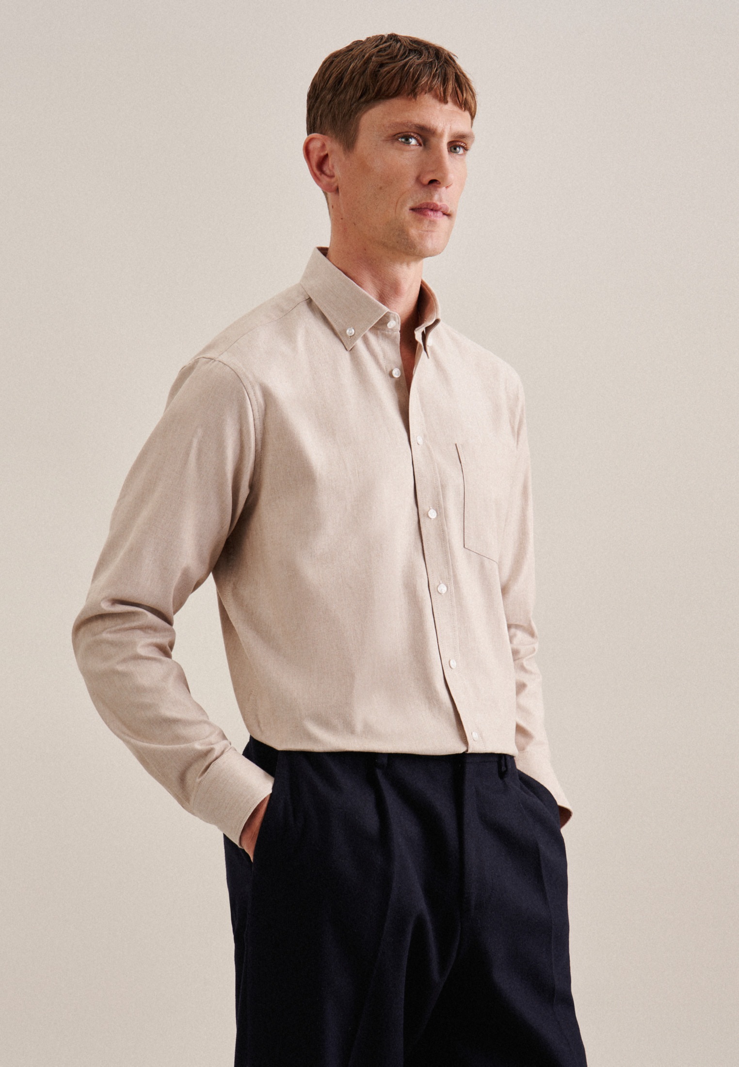 seidensticker Businesshemd »Regular« Regular 1/1 Button-Down-Kragen Uni