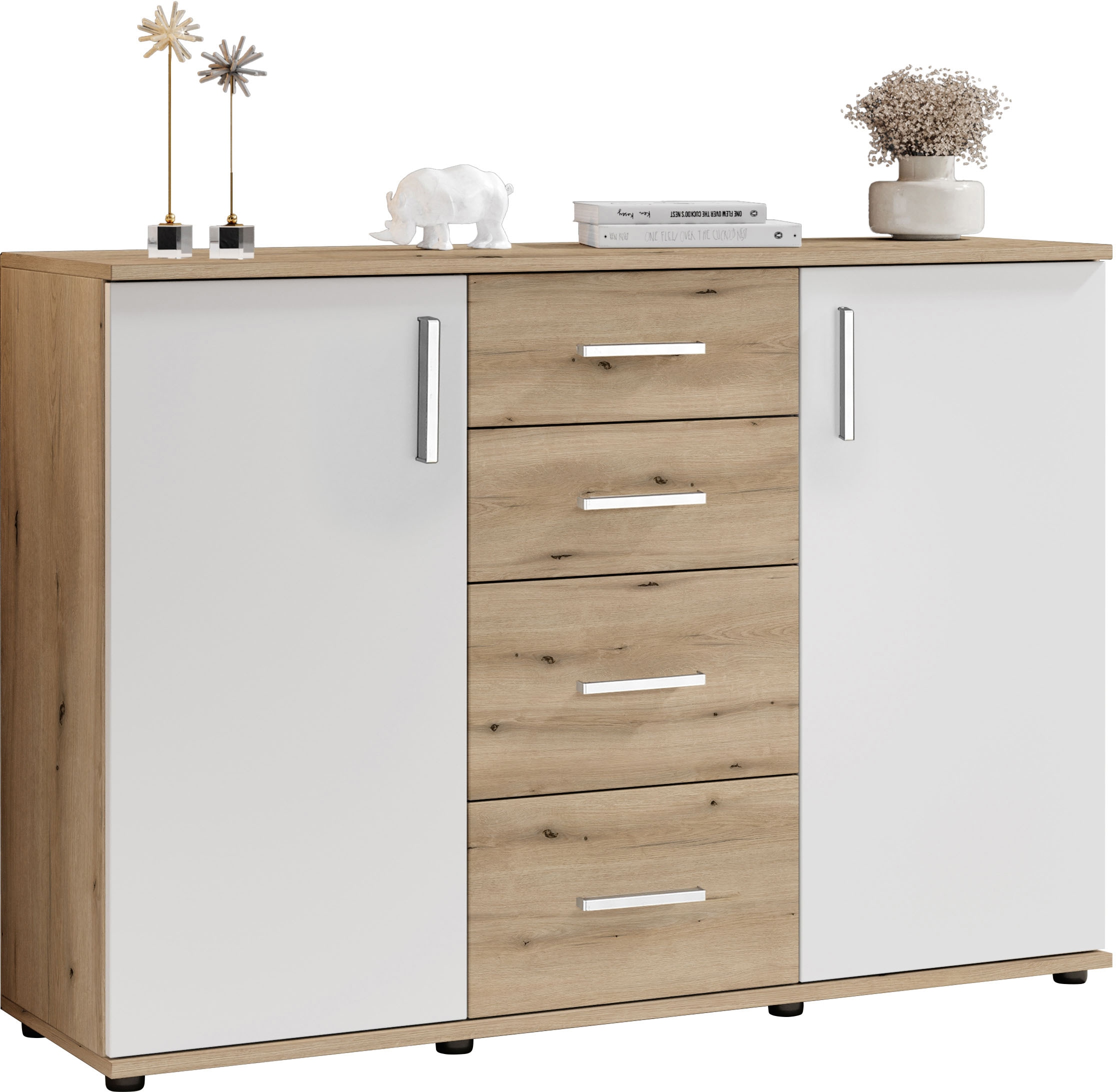 HBZ Kommode »BC-Drift-2, Sideboard Stellmass 120x84x35 cm«, (1 St.), Sideboard mit 2 Türen, 4 Schubkästen, 2 Einlegeböden