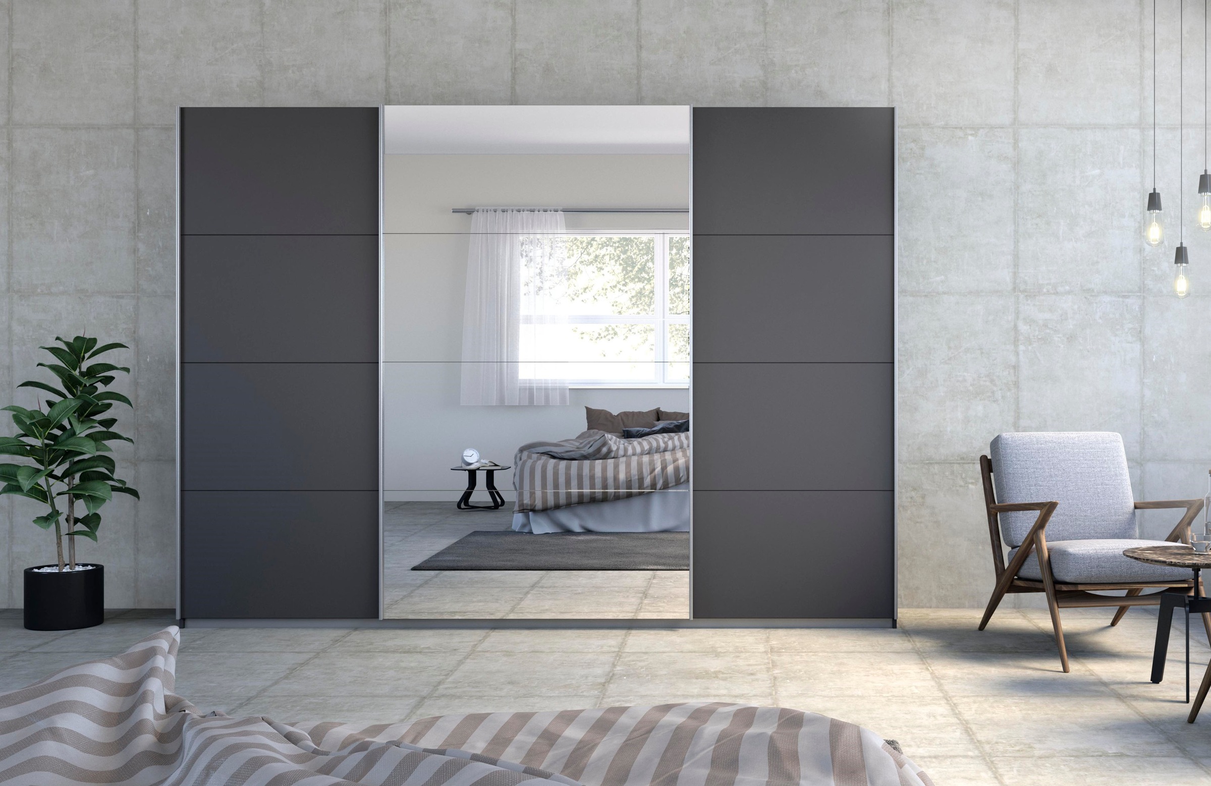 rauch Schwebetürenschrank »Kleiderschrank Schrank Garderobe Wäscheschrank TOMA«, inkl. Regaleinsatz sowie zusätzlichen Einlegeböden MADE IN GERMANY