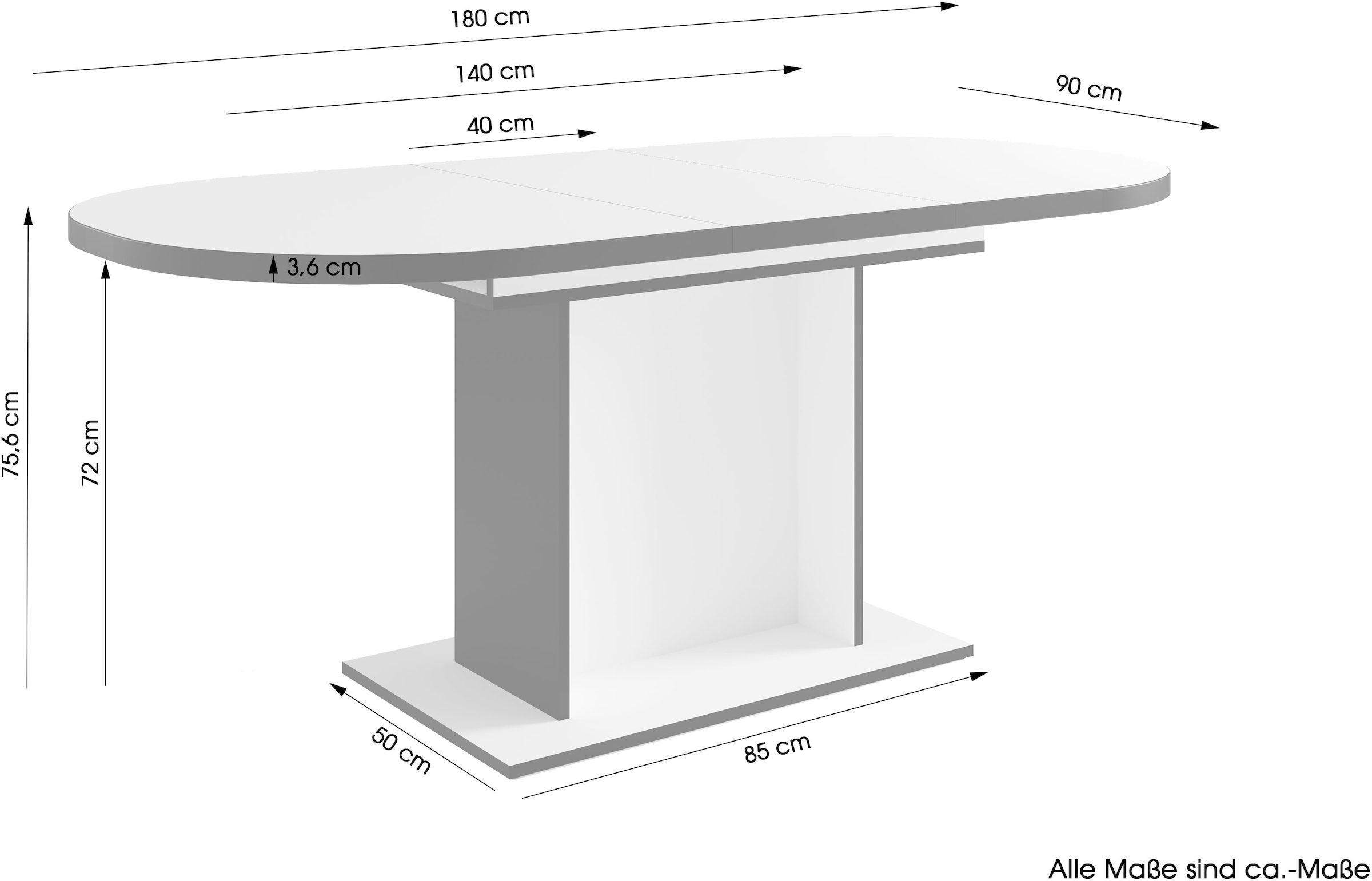 Home affaire Esstisch »Basel«, pflegeleichter Tisch, 140cm auf 180cm ausziehbar, verschiedene Farben