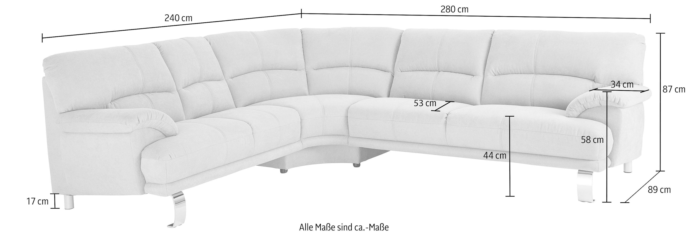 TRENDMANUFAKTUR Ecksofa »Cecilia II, in italienischen Design, bequem, hoher Sitzkomfort, L-Form«