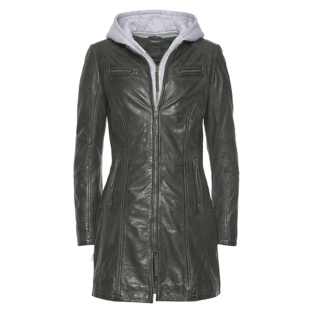 Gipsy Ledermantel »Bente«, 2-in-1-Lederjacke mit abnehmbarem Kapuzen-Inlay aus Jerseyqualität