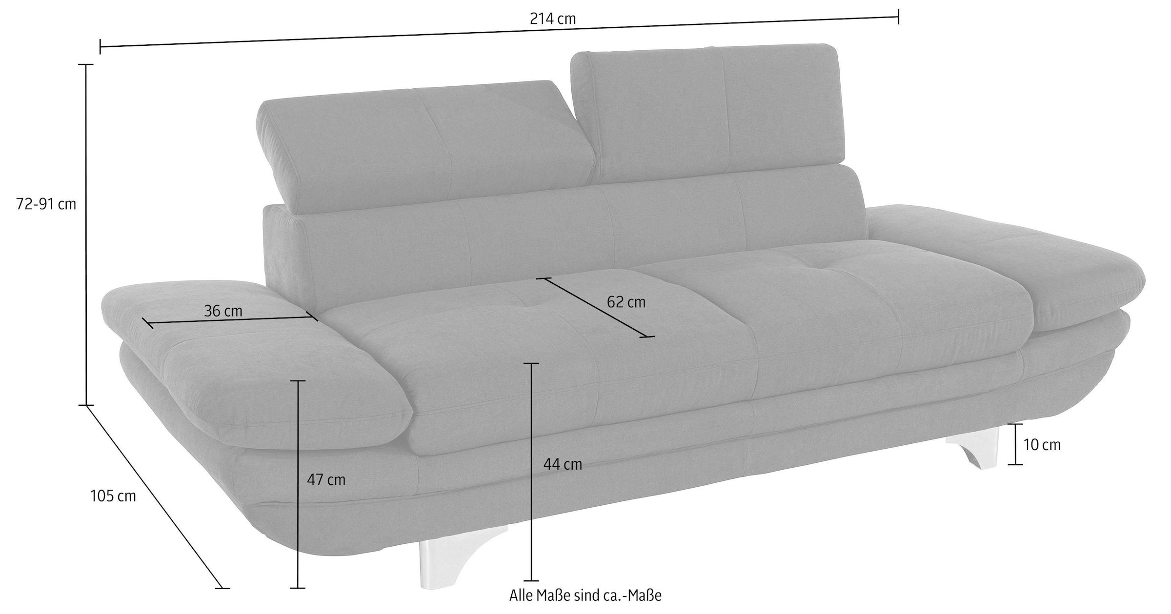 COTTA Polstergarnitur »Enterprise«, (Set), Set: bestehend aus 2-Sitzer und Hocker, Kopf- und Armteilverstellung