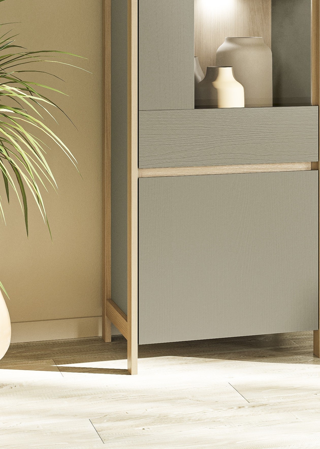 Home affaire Vitrine »Stranda, Hochschrank im Scandi-Style, moderne Glasvitrine«, Rahmenoptik, ausreichend Stauraum, vielseitig einsetzbar, 58 cm breit