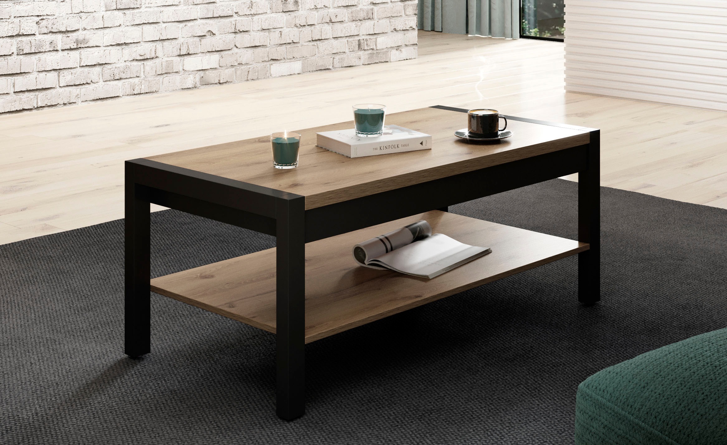 Home affaire Couchtisch "Aktiv" (B/T/H): 120/60/48 cm, Mit einem Ablageboden