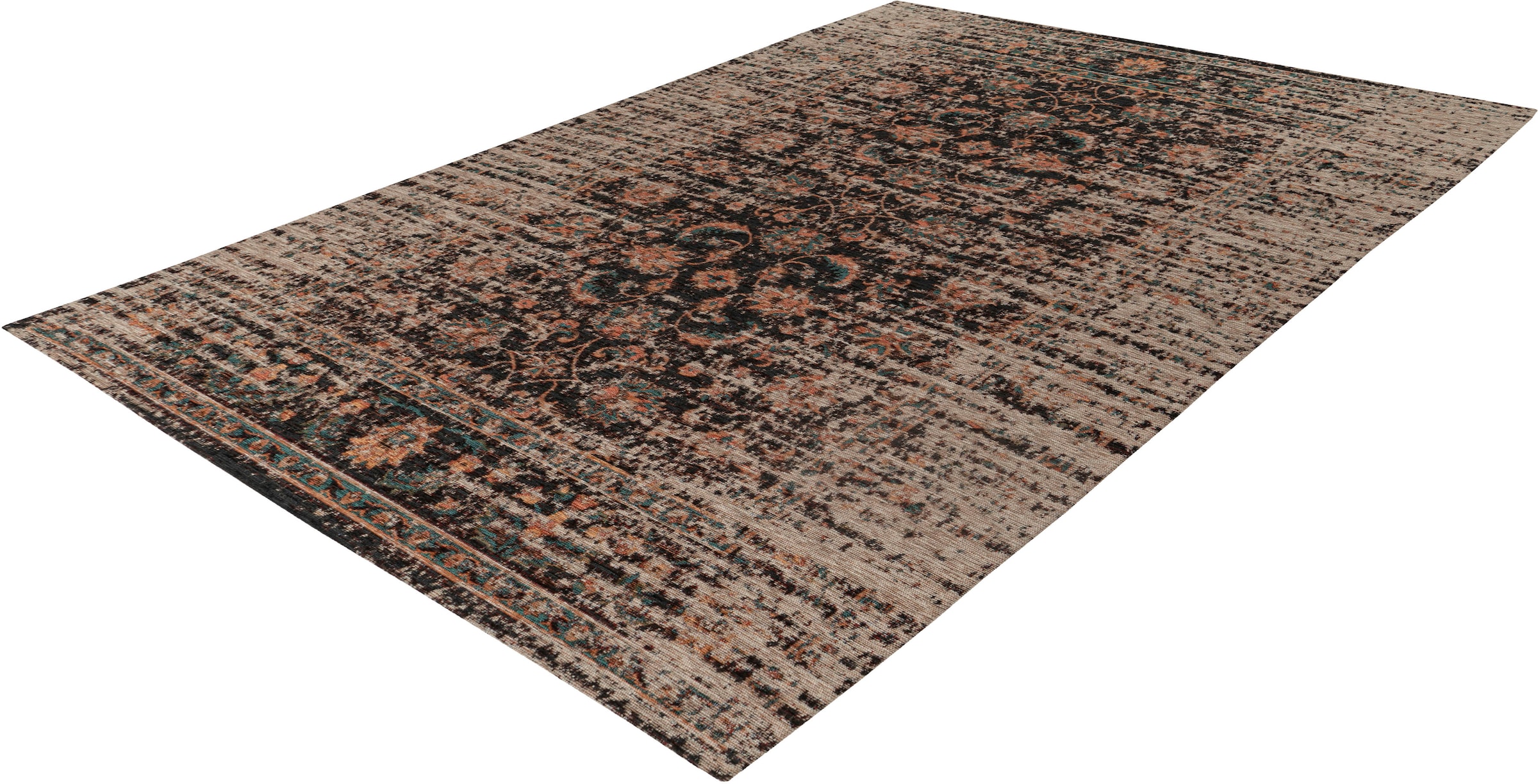 Padiro Teppich »Charme 225«, rechteckig, 5 mm Höhe, Chenille Flachgewebe im Vintage Stil
