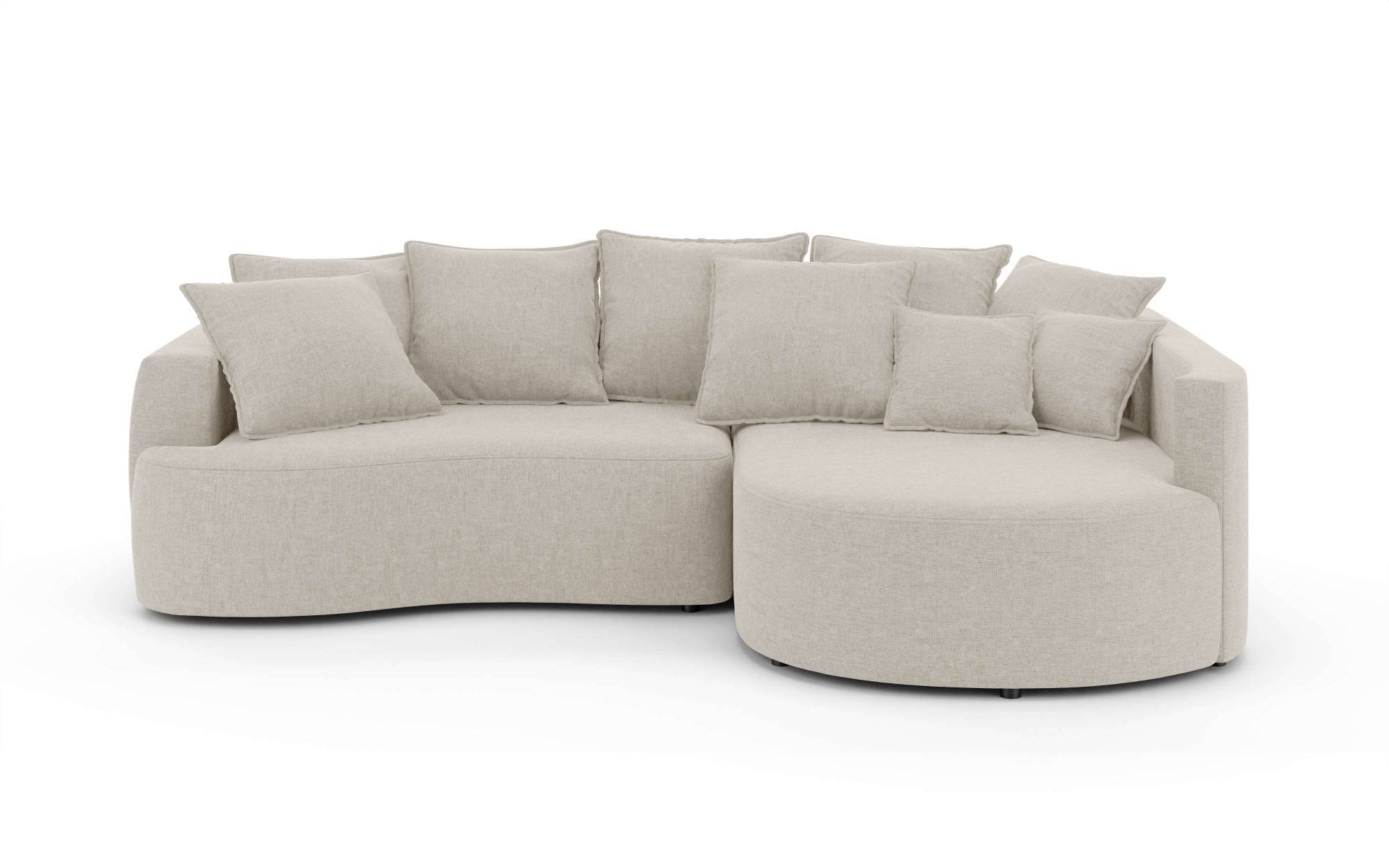 INOSIGN Ecksofa »Kahekili, Schlafsofa mit Bettkasten, Masse B/T/H: 255/181/90/ cm«, L-Form mit Wellenunterfederung, 7 Rückenkissen und 2 Zierkissen