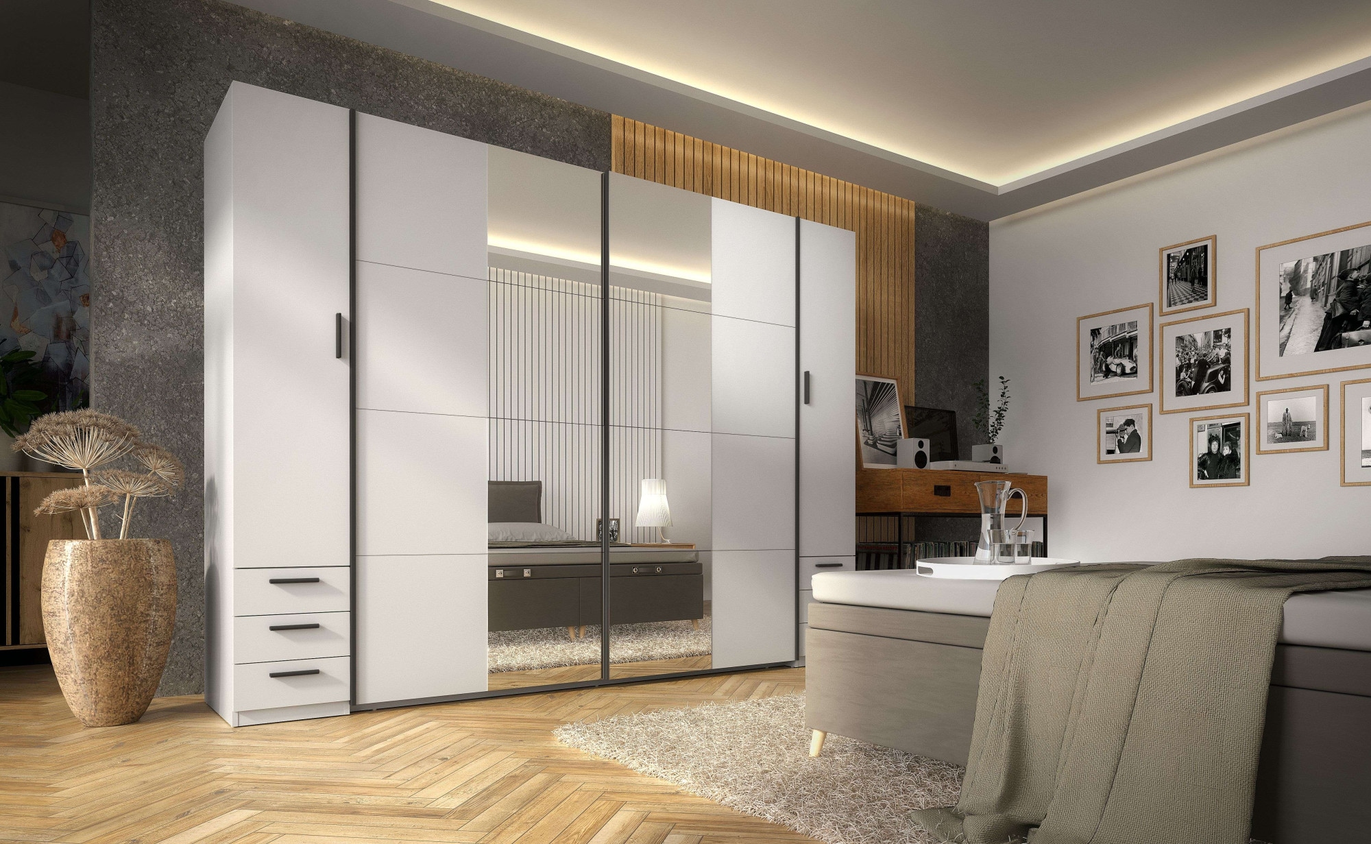 Home affaire Kleiderschrank »Antioch, FSC-zertifiziert, mit Dreh-UND Schiebetüren«, (B/T/H 270/61,4/207cm, inklusive Einlegeböden und Kleiderstangen), mit oder ohne Spiegel und Schubladen - YOUR Choice