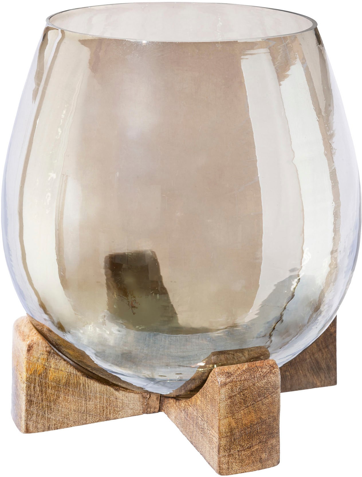 Creativ home Windlicht »Teelichthalter«, (Set, 2 St.), aus Glas und Holz, Höhe  ca. 17 cm kaufen