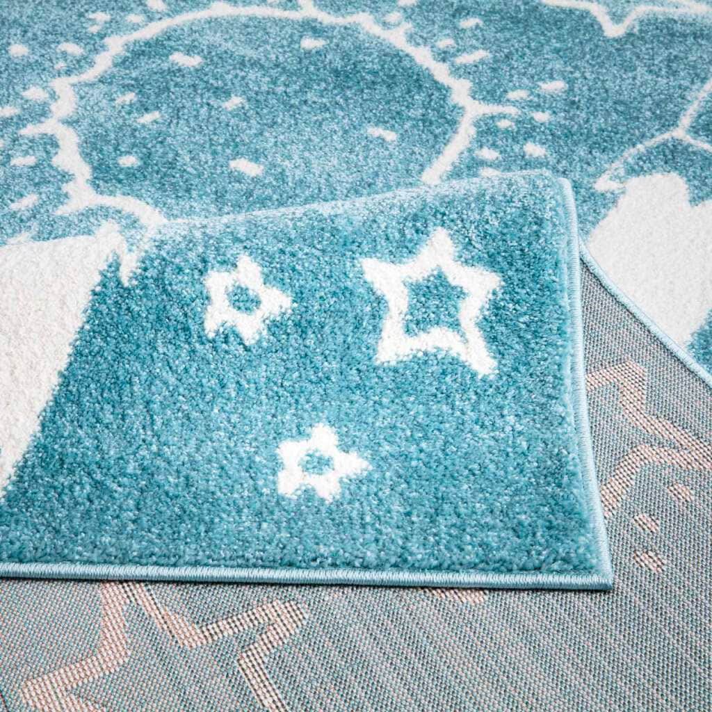 Carpet City Kinderteppich »ANIME912«, rechteckig, 11 mm Höhe, Kinderzimmer Teppich Modern mit Mond, Blumen, Wolken, Creme, Multi