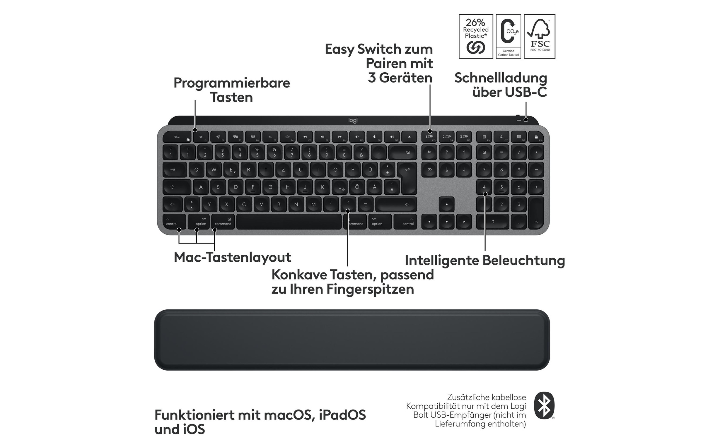 Logitech Tastatur- und Maus-Set »MX Keys S Combo for Mac«