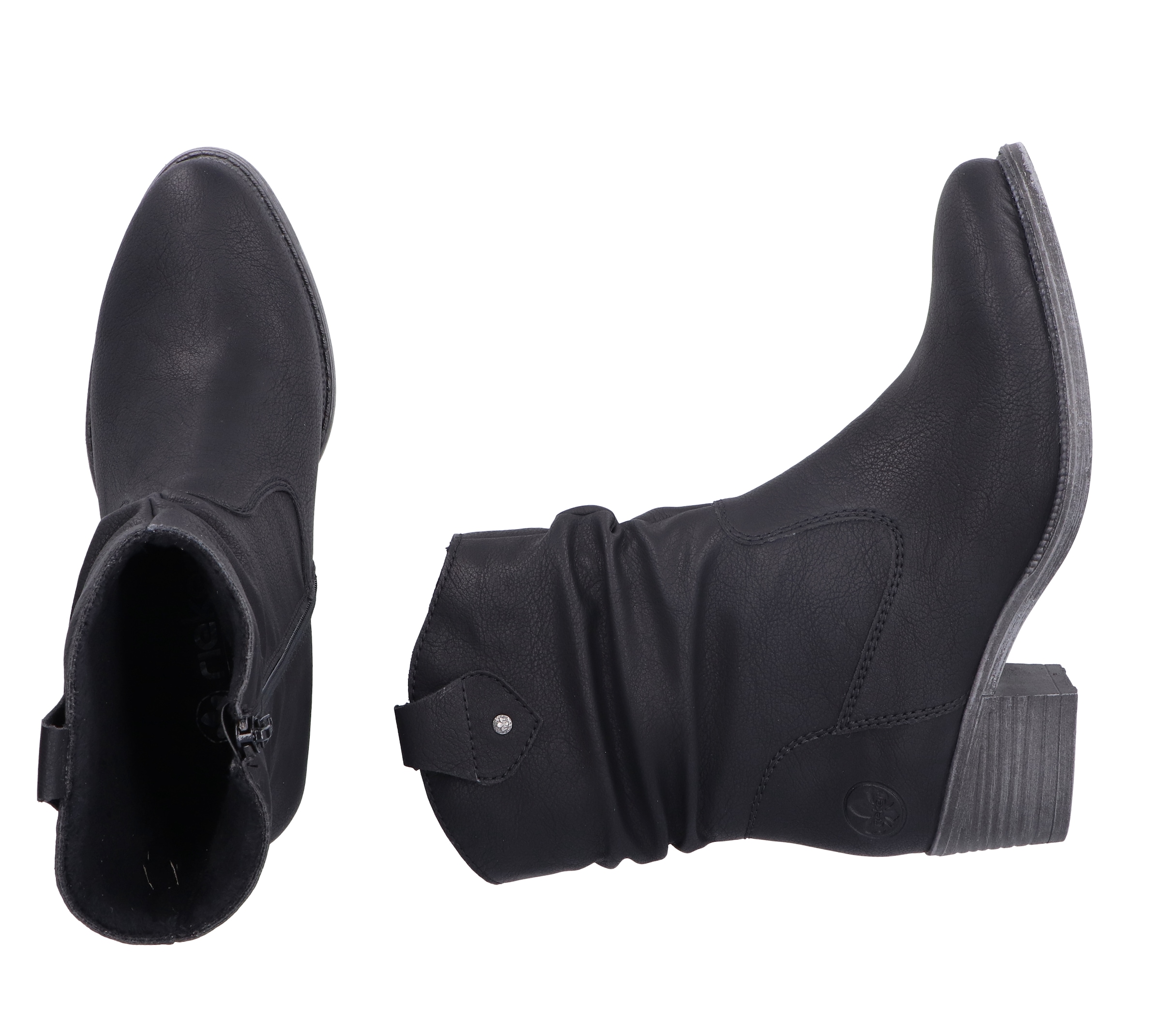 Rieker Westernstiefelette, Cowboyboots, slouchy Schaft, Blockabsatz, mit Innen-Reissverschluss