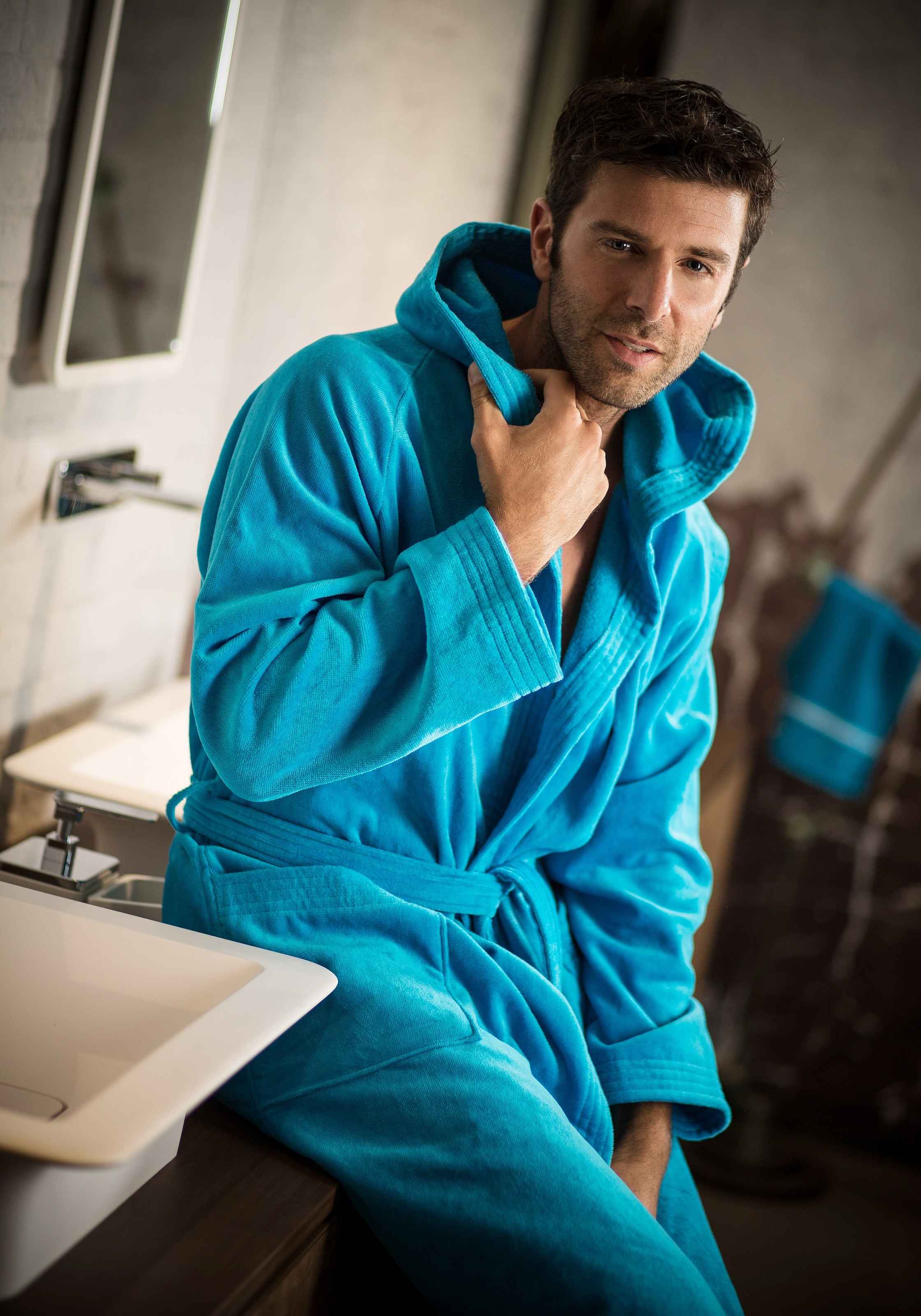 Vossen Unisex-Bademantel »Texas, ideal für Sauna & Spa, Hotelbademantel, Morgenmantel«, (1 St.), für Damen & Herren