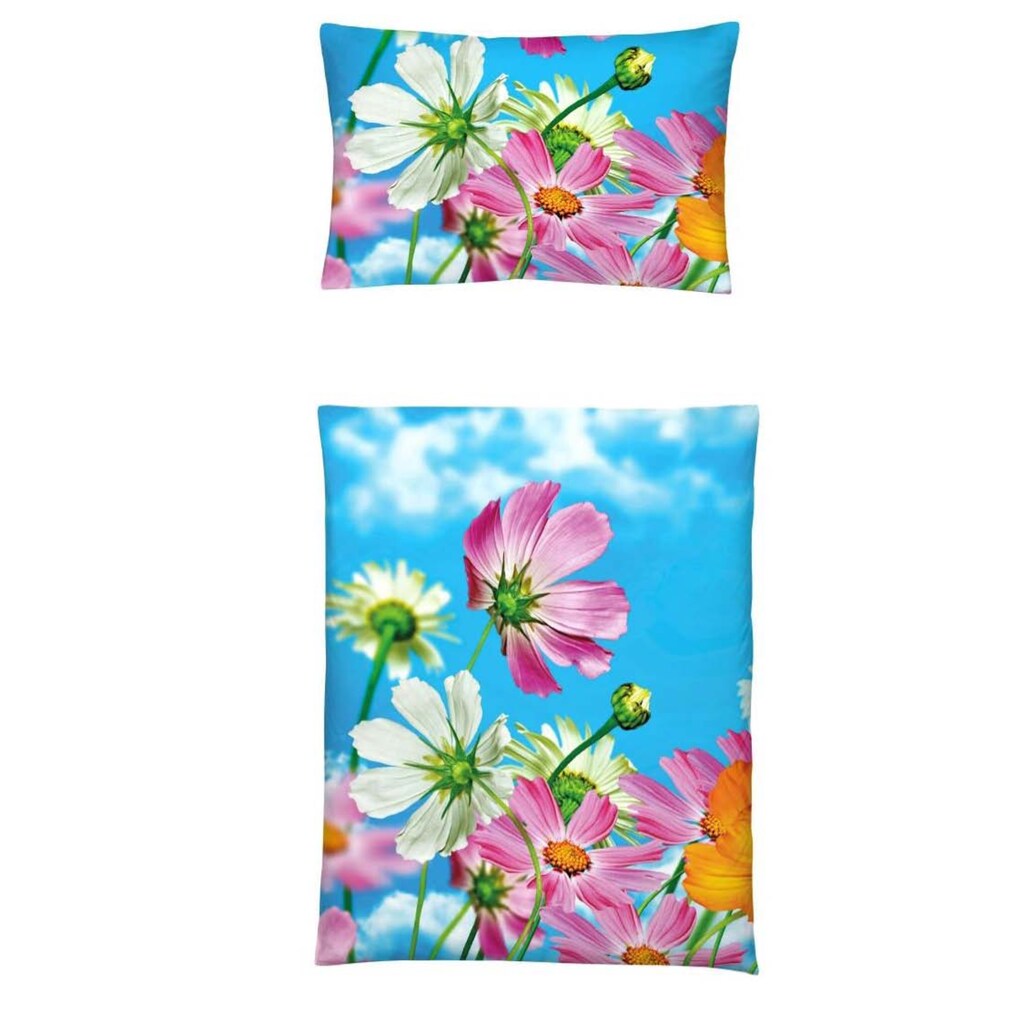 HOME FASHION Kissenbezug »Blume, Renforcé Digitaldruck«, (1 St.)