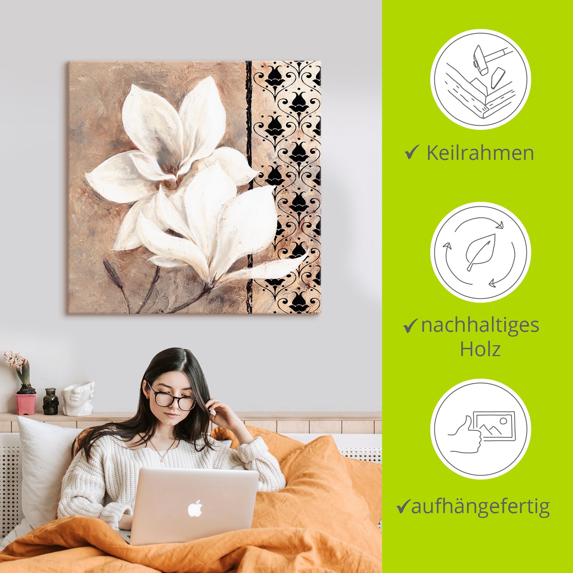 Artland Wandbild »Klassische Magnolien«, Blumenbilder, (1 St.), als Leinwandbild in verschied. Grössen