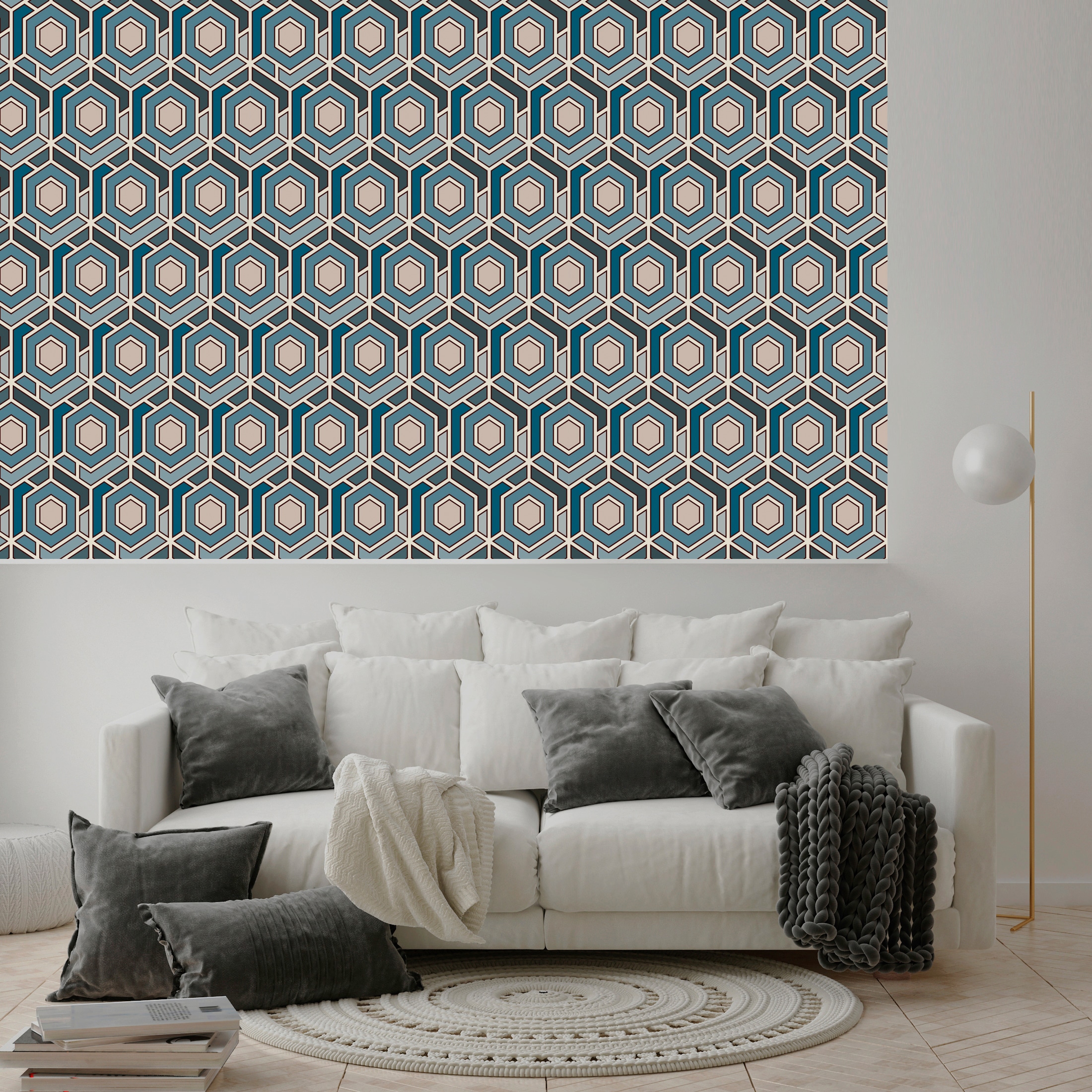 queence Vinyltapete »Lotte«, gemustert-Farbverlauf-bedruckt-abstrakt, 90x250cm, selbstklebend, kinderleichte Anbringung, Sticker