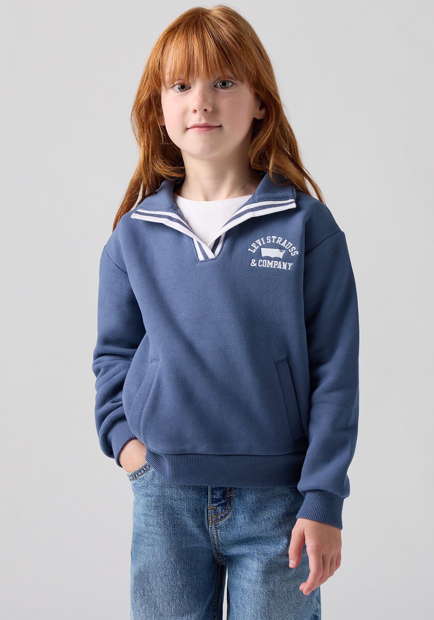 Levi's® Kids Sweatshirt »LVG COLLEGIATE LS COLLAR TOP«, mit Umlegekragen und Taschen, for Girls