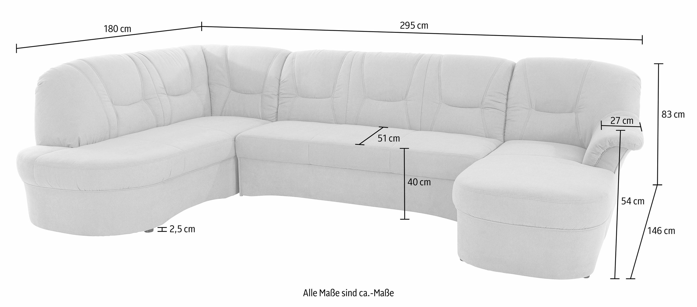DOMO collection Wohnlandschaft »Sarafina, zeitlos und komfortabel, optional mit Federkern, U-Form«, wahlweise mit Bettfunktion