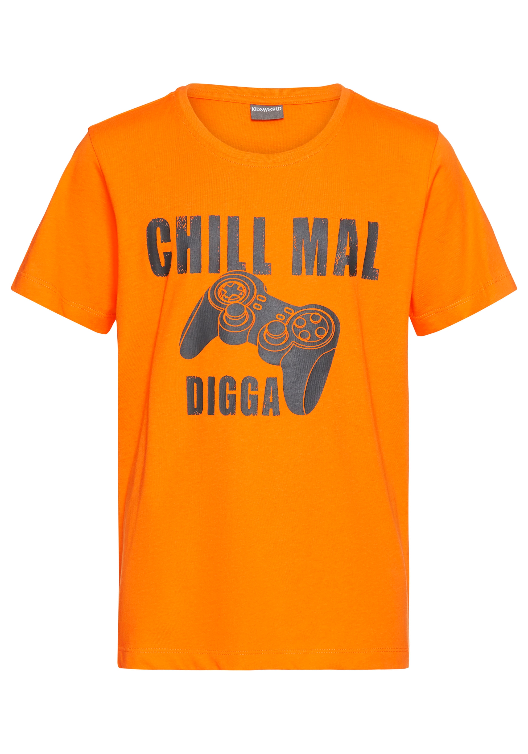 KIDSWORLD T-Shirt »Mit Spruch: CHILL MAL«, Kurzarm, Basic-Stil, mit coolen Schriftzügen, Rundhalsausschnitt