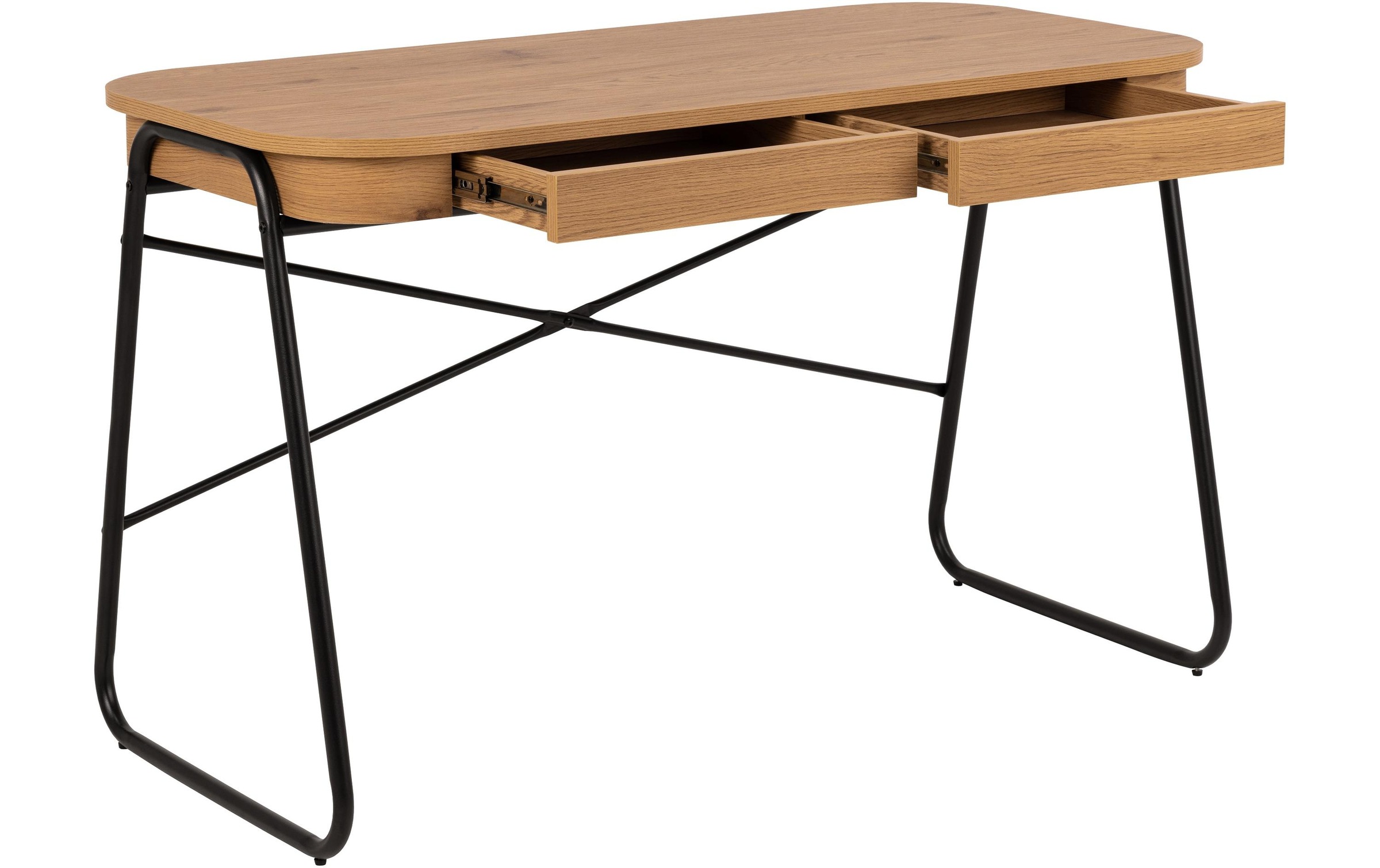 Blueton Office Desk with 2 Drawers in Black and Oak, none