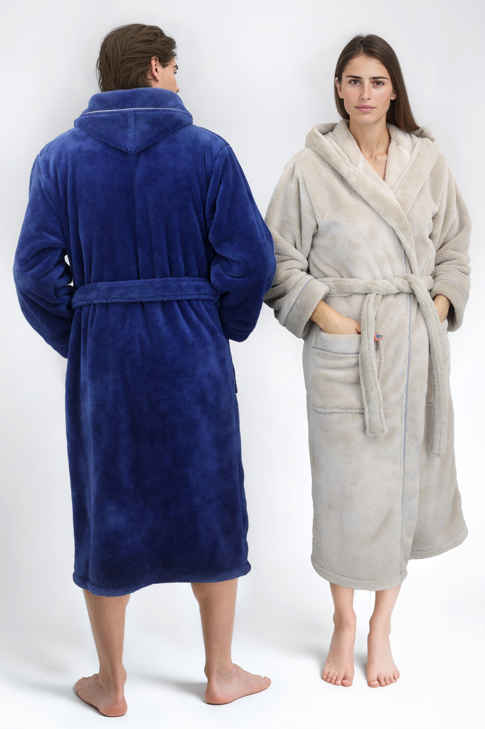 my home Unisex-Bademantel »Lillou, ideal für Sauna & Spa, Hotelbademantel, Morgenmantel«, (1 St.), kuschelig weicher Fleece, plüsch, für Damen und Herren, XS-3XL