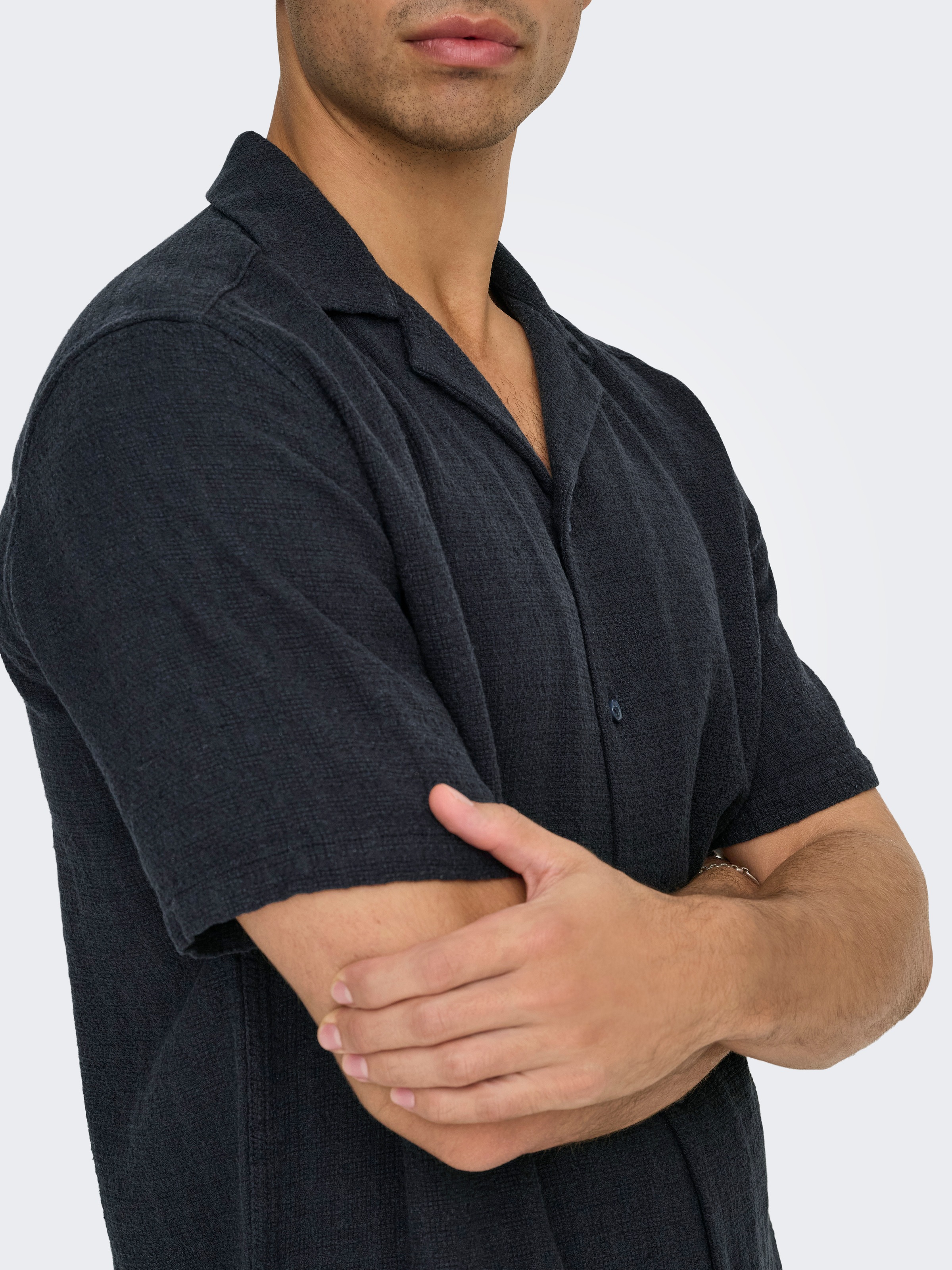 ONLY & SONS Kurzarmhemd »ONSLATHAM RLXSS RESORT LINEN STRUC 0257«