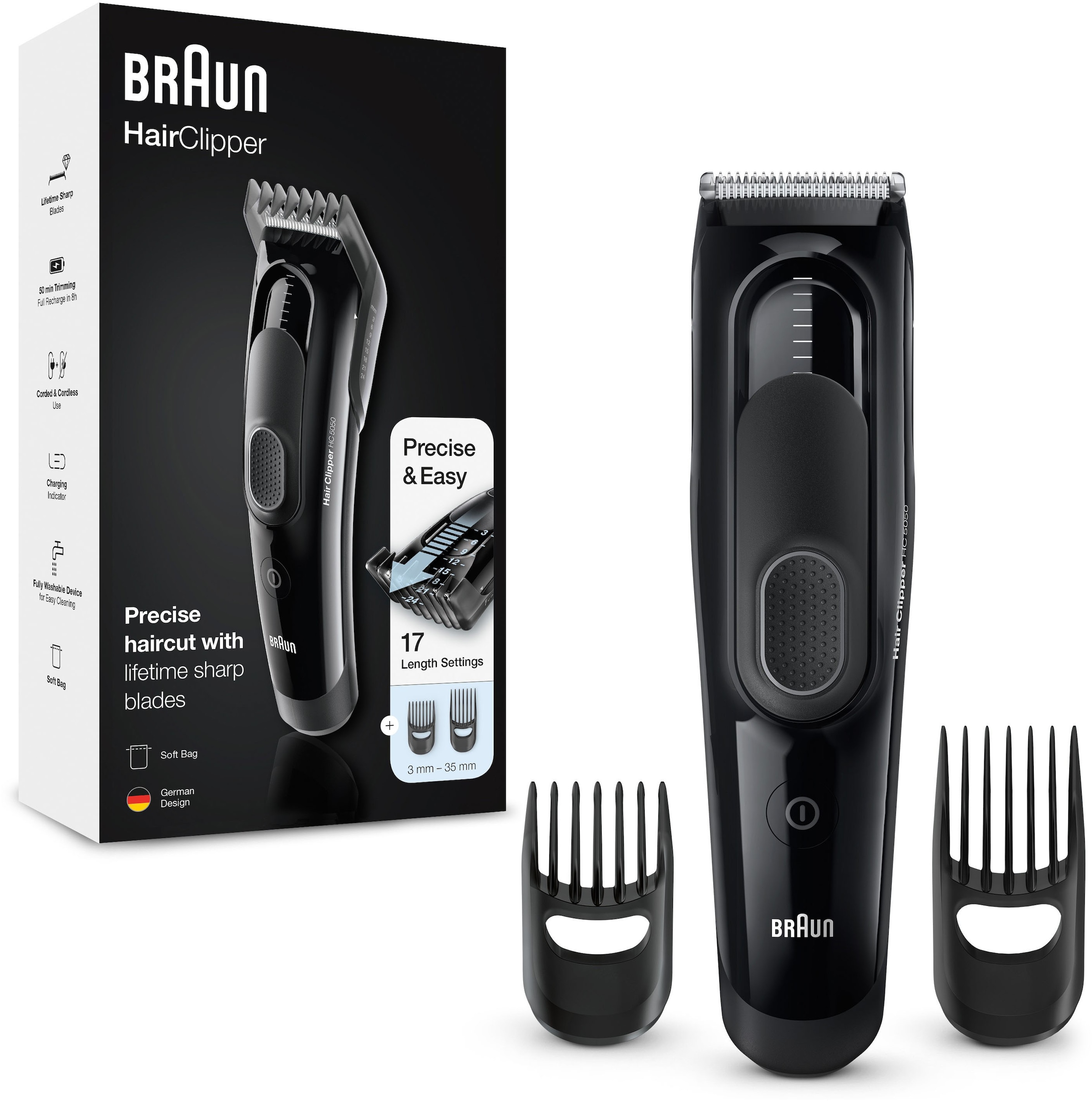 Braun Haar- und Bartschneider »HC5050«, 2 Aufsätze, ultimatives Haarschneiden, Erlebnis von Braun in 17 Längen