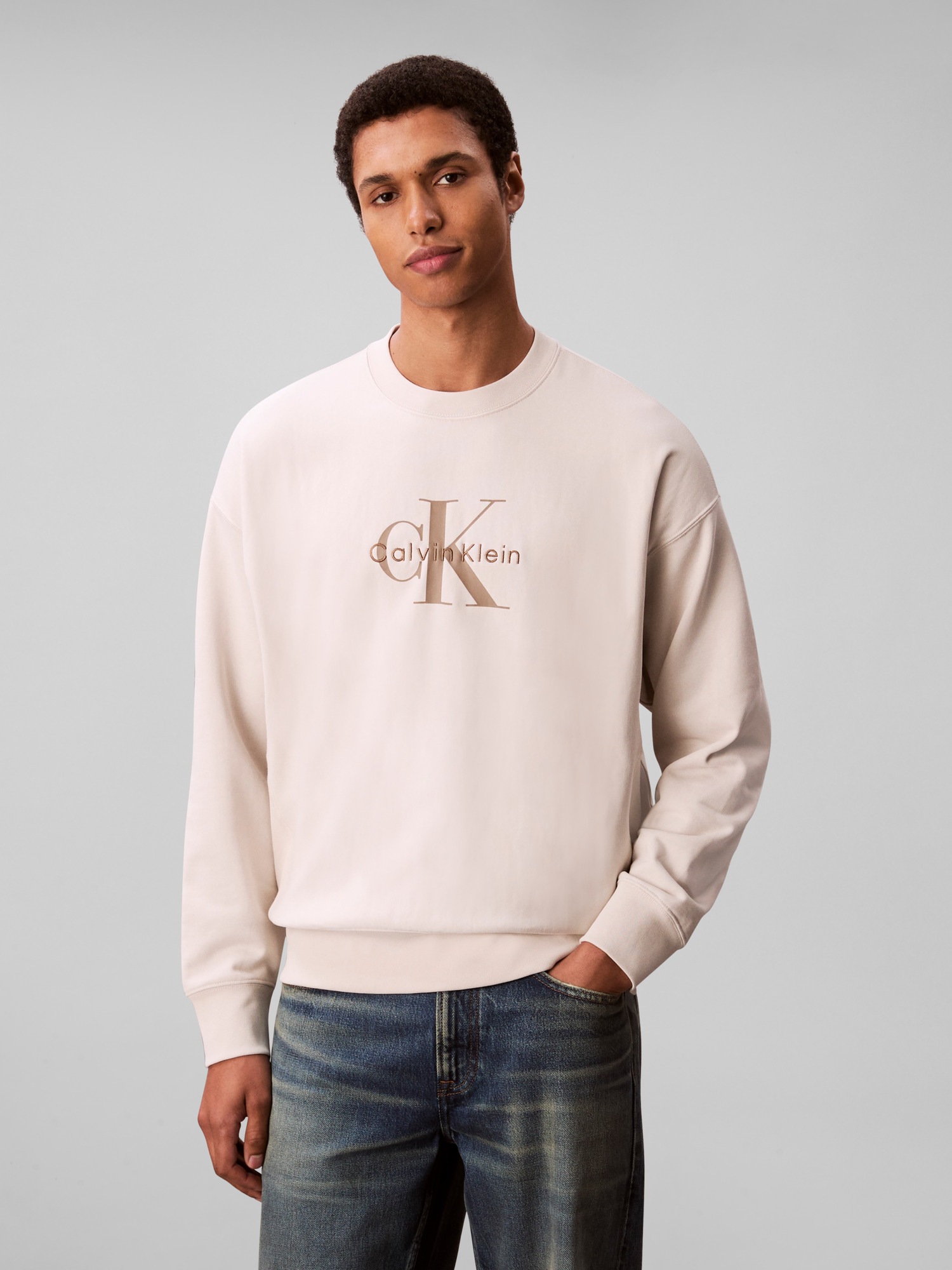Calvin Klein Jeans Sweatshirt »LS EU 350TERRY MONOLOGO CN SWTSH«, Rundhalsausschnitt, regular fit