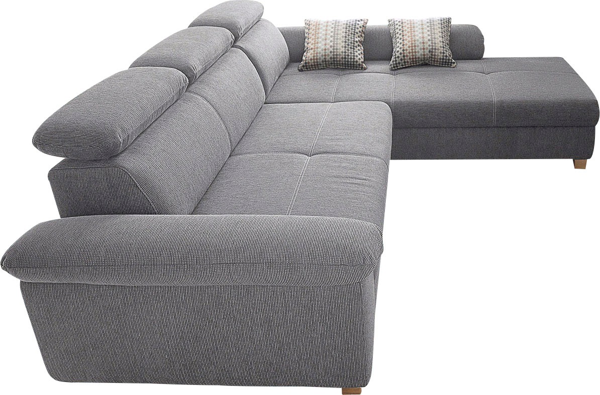 Jockenhöfer Gruppe Ecksofa "Landshut L-Form, B: 295 cm" mit Schlaffunktion, Kopfteilverstellung & 2 Zierkissen