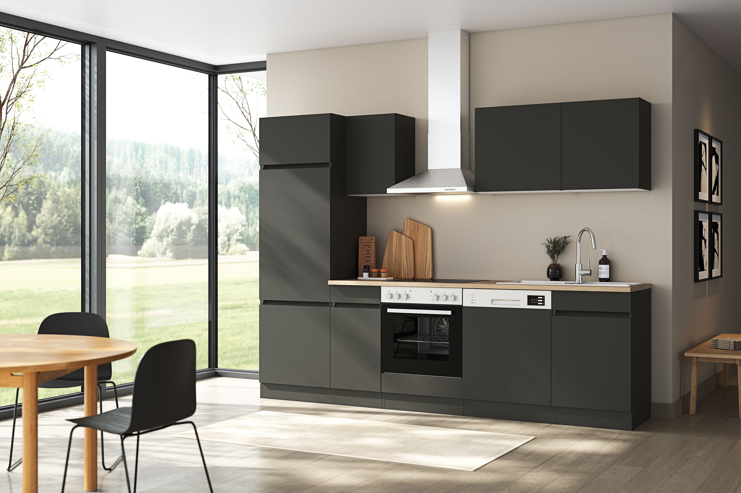 OPTIFIT Küchenzeile "Roth" Breite 270 cm, wahlweise mit E-Geräten, Push-to-Open-Funktion