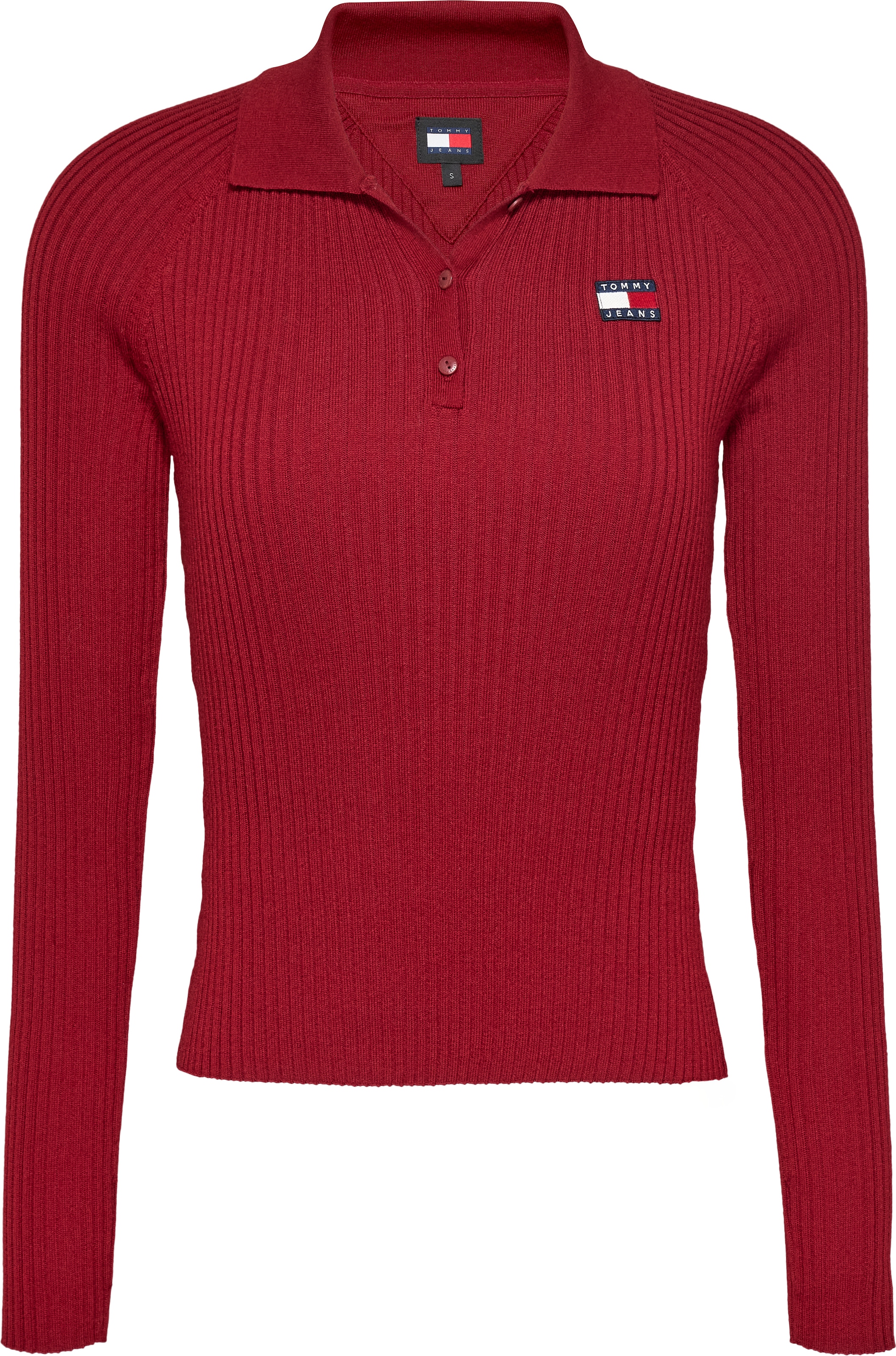 Tommy Jeans Strickpullover »TJW COLLAR BADGE RIB SWEATER«, mit Logo-Badge, Rippenoptik