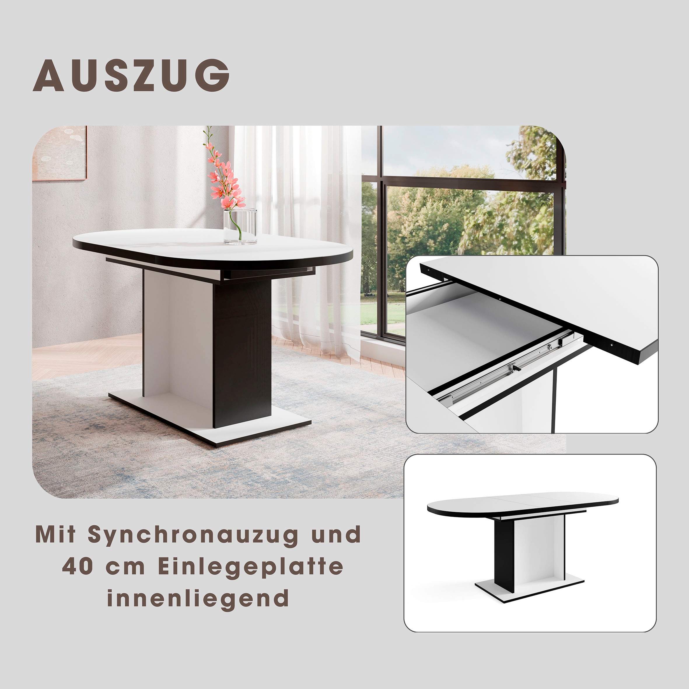 Home affaire Esstisch »Basel«, pflegeleichter Tisch, 140cm auf 180cm ausziehbar, verschiedene Farben