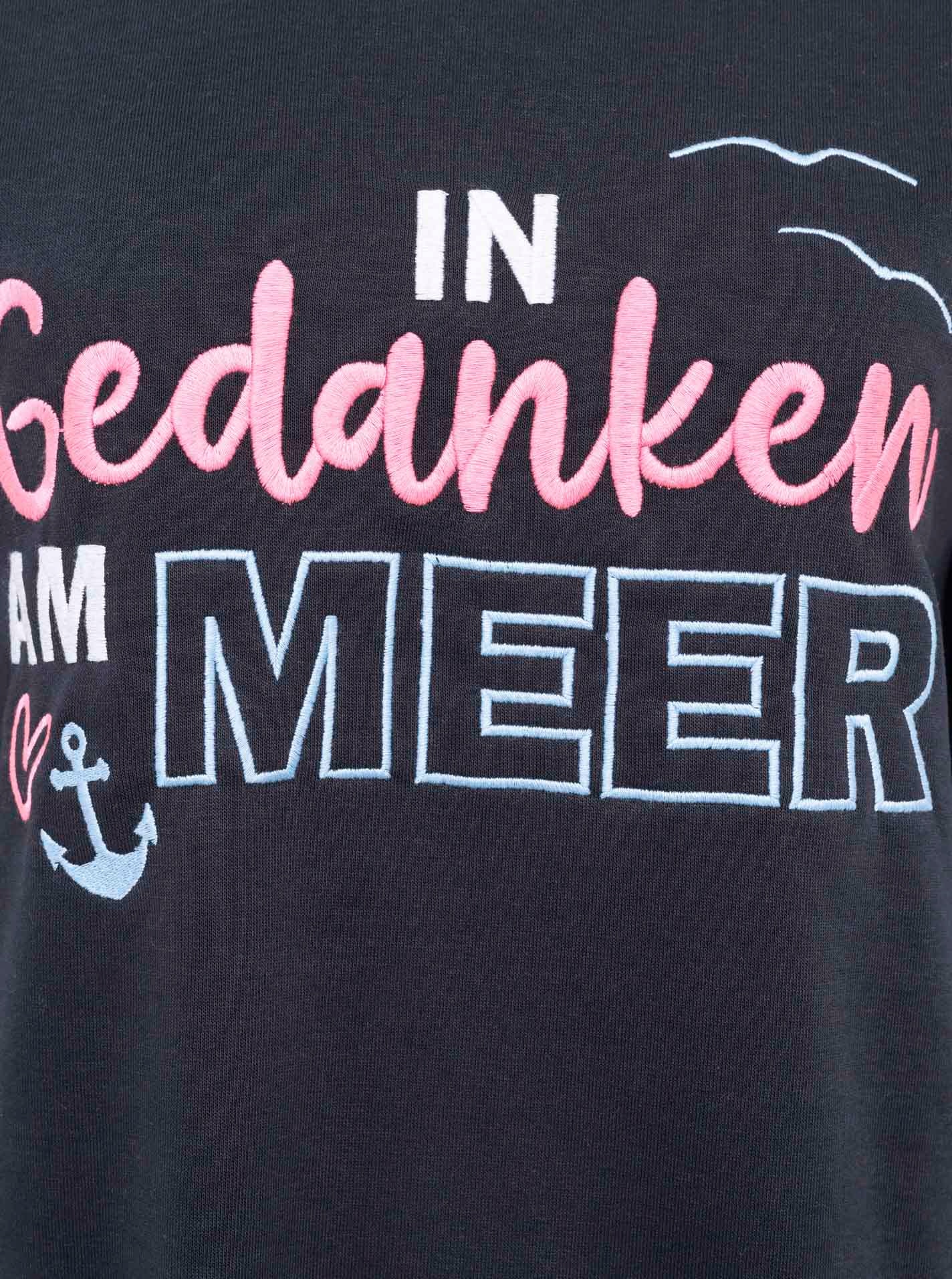 Zwillingsherz 3/4-Arm-Shirt »"Meer Gedanken"«, 3/4 Arm, mit Martimer Botschaft, ausgefransten Kanten