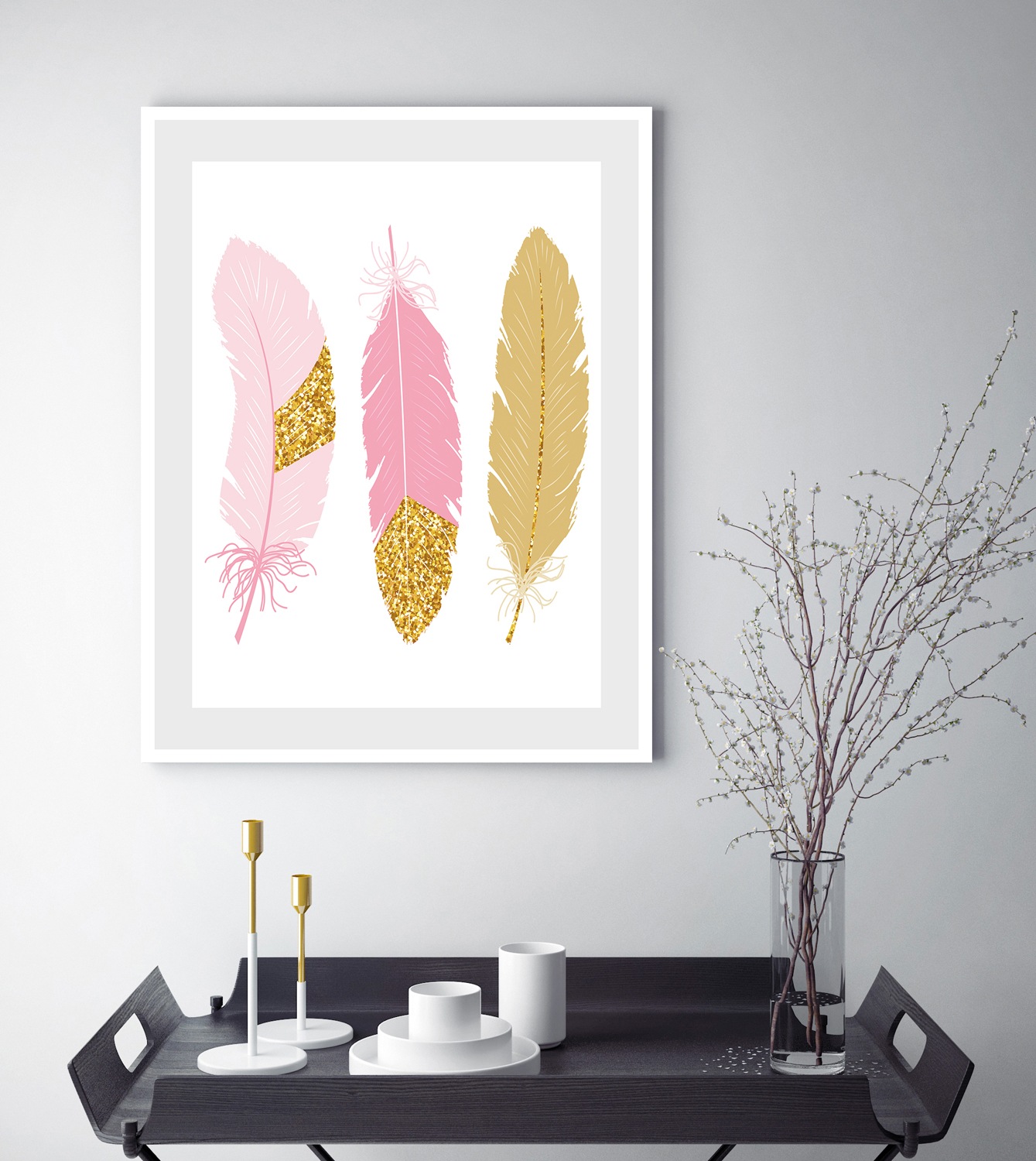 queence Bild "Maja" Federn  Kunst