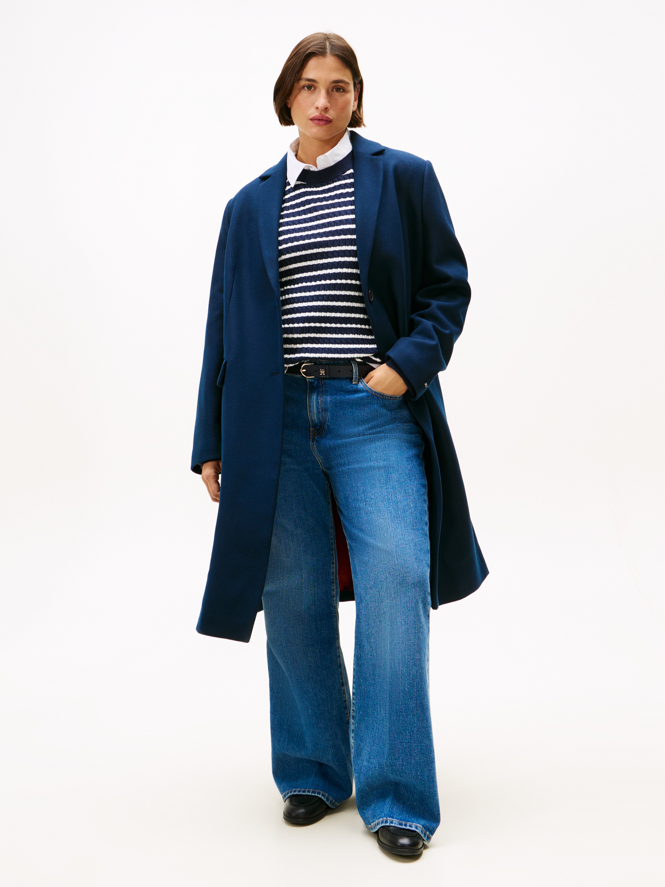 Tommy Hilfiger Curve Langmantel »CRV CLASSIC SB WOOL REG COAT«, in grossen Grössen, mit Wolle und Kaschmiranteil
