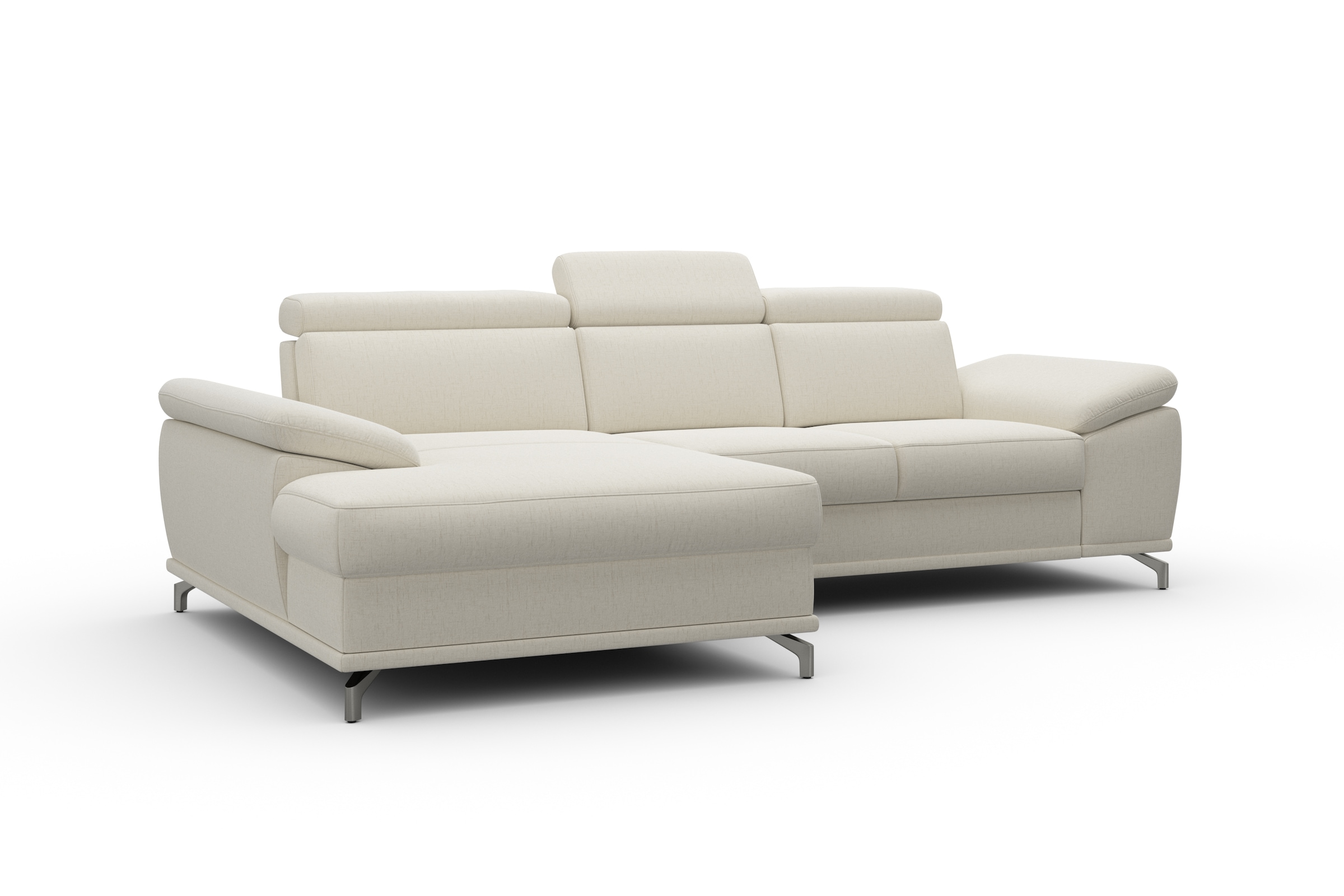 sit&more Ecksofa »Cabrio L-Form, mit Sitztiefenverstellung, Arm- und Kopfteilverstellung«, 2 Nierenkissen, Federkern, optional Bettfunktion und Stauraum