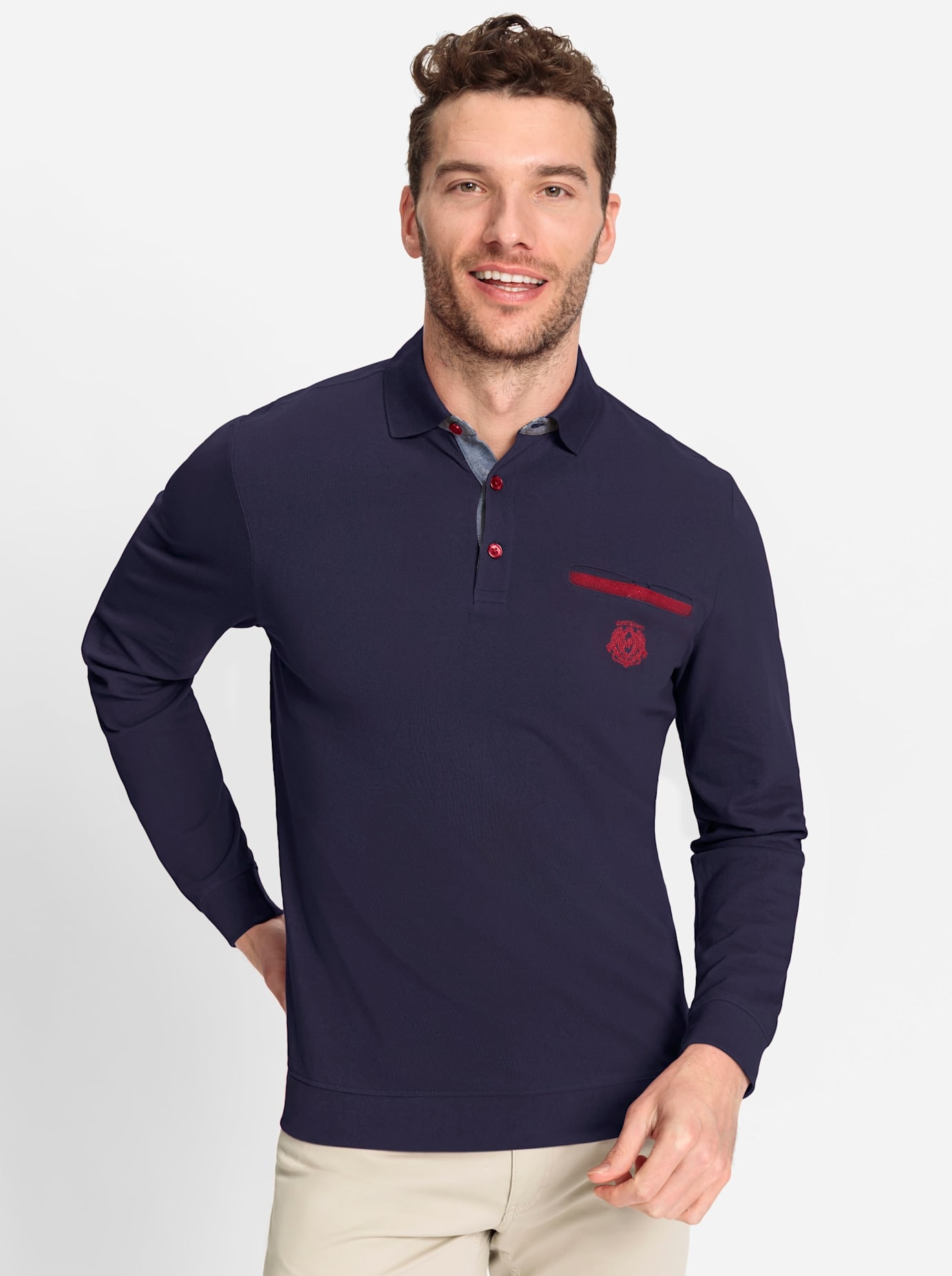 Marco Donati Poloshirt »Langarm-Poloshirt«, (1 tlg.)