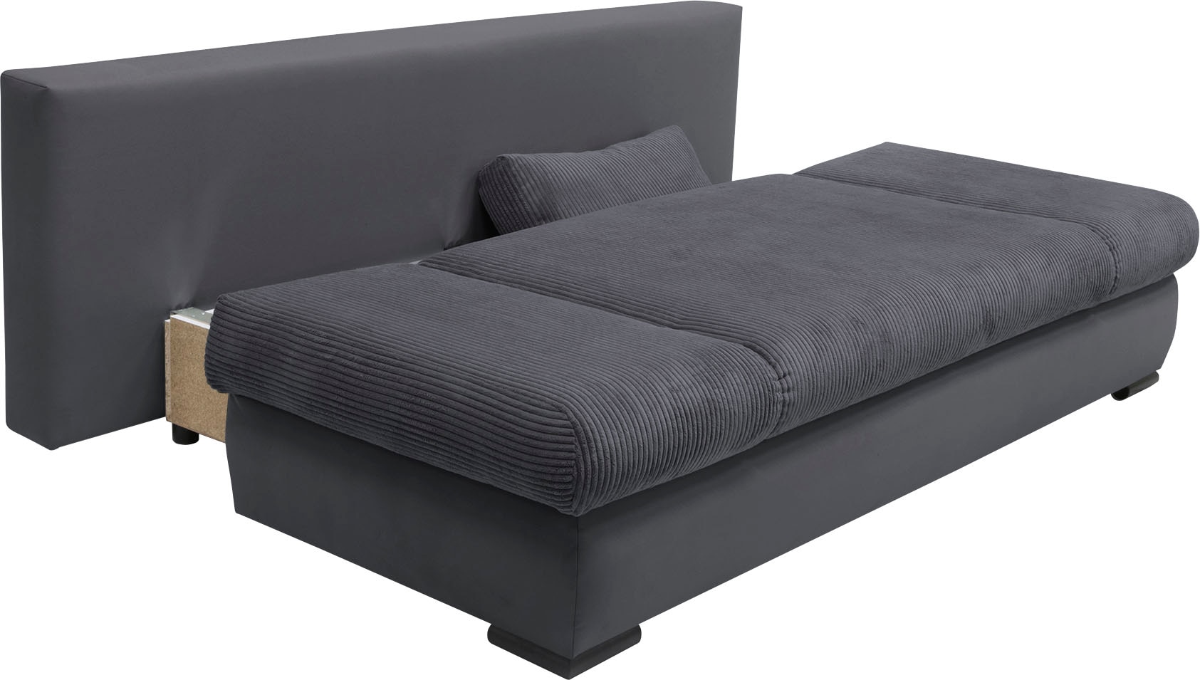 COLLECTION AB Schlafsofa »Chicago mit Bettfunktion, Schlafcouch«, inklusive Bettkasten, Cord-Samt Bezug, anthrazit